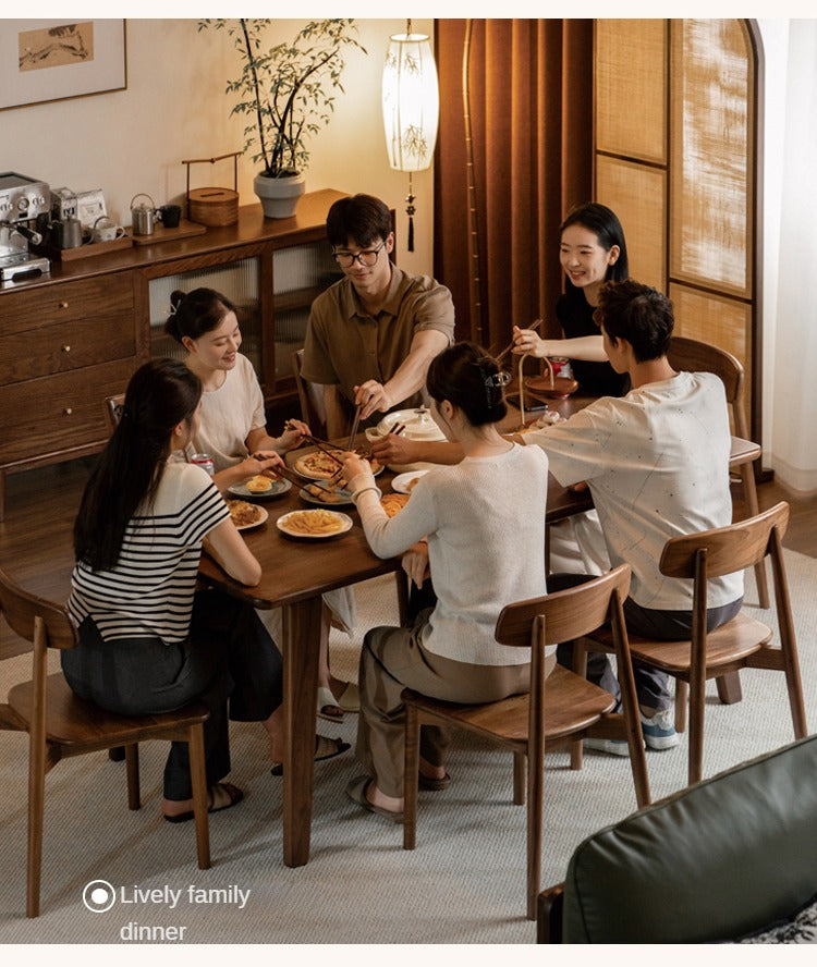 Premium Black Walnut and Ash Wood Large Dining Table - 8 Seater Long Farmhouse Table for Dining Room, Kitchen, and Entertaining