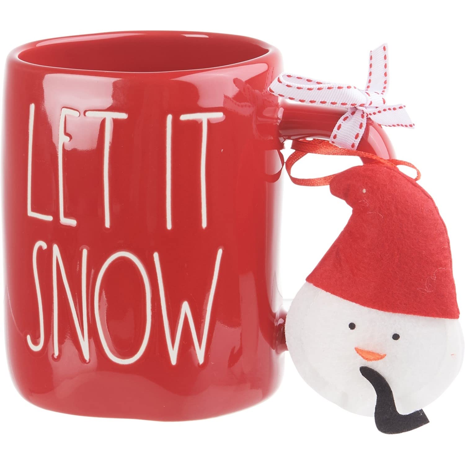 Rae Dunn by Magenta Let It Snow Red Ceramic Large Coffee Tea Mug with White Letters - Perfect for Holiday Gifts, Christmas Decor & Cozy Winter Beverages