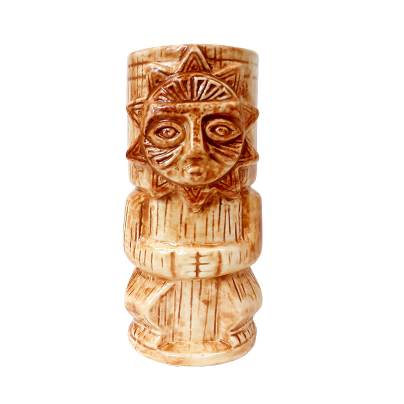 BarConic® Tiki Sun God 16oz Copper Mug - Tropical Themed Cocktail Cup for Mojitos, Margaritas & Summer Drinks - Perfect for Luau Parties, Beach Bars & Outdoor Entertaining