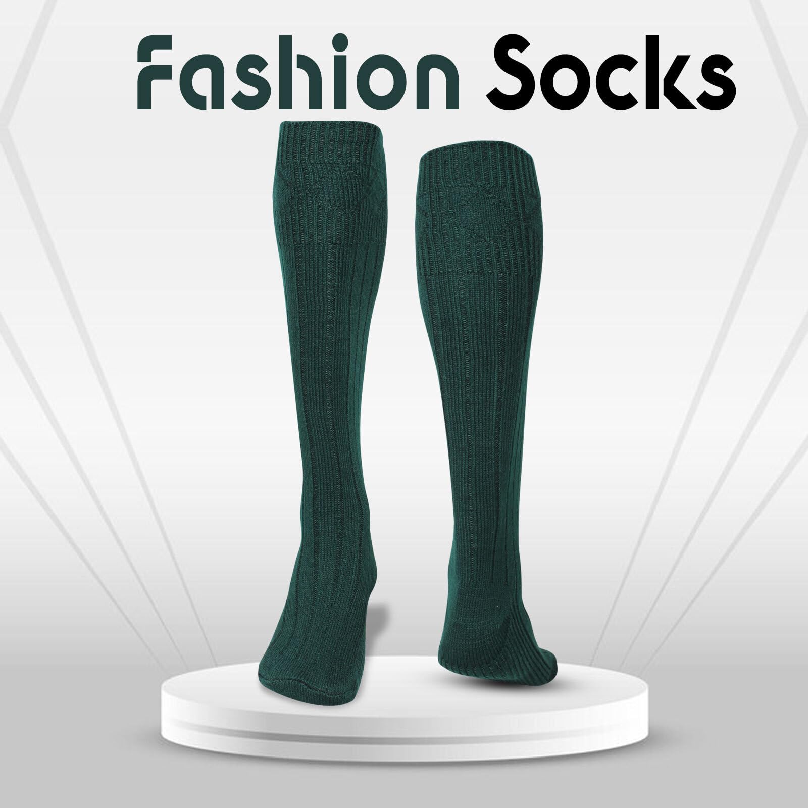 Premium Scottish Highland Kilt Socks for Men - Wool Blend Ribbed Dress Socks (US Shoe Sizes) - Perfect for Traditional Celtic Outfits, Weddings & Highland Games