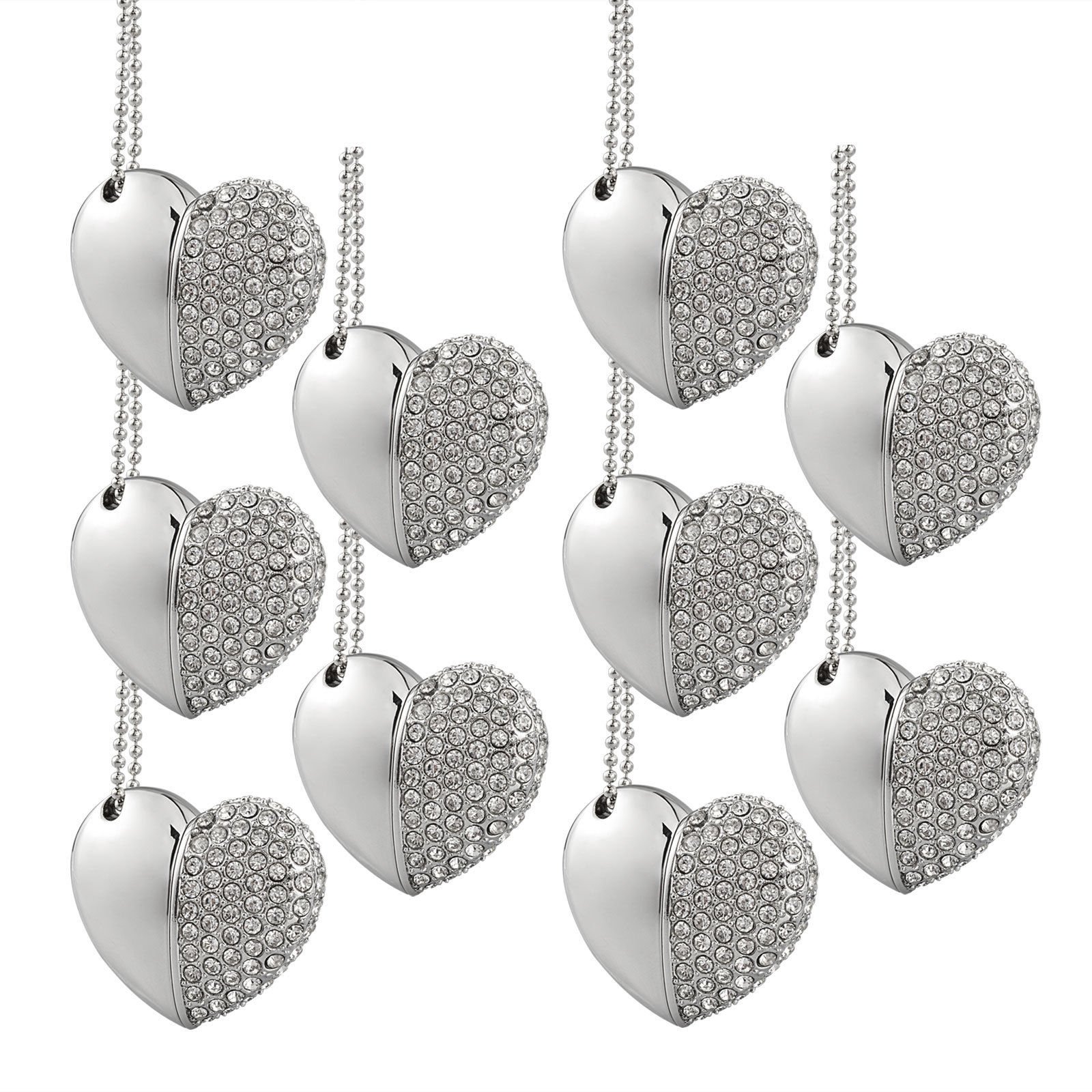 10pcs Crystal Diamond Heart 32GB USB 3.0 Flash Drive - High Speed Memory Stick for Business Gifts, Wedding Favors, Promotions & Data Storage