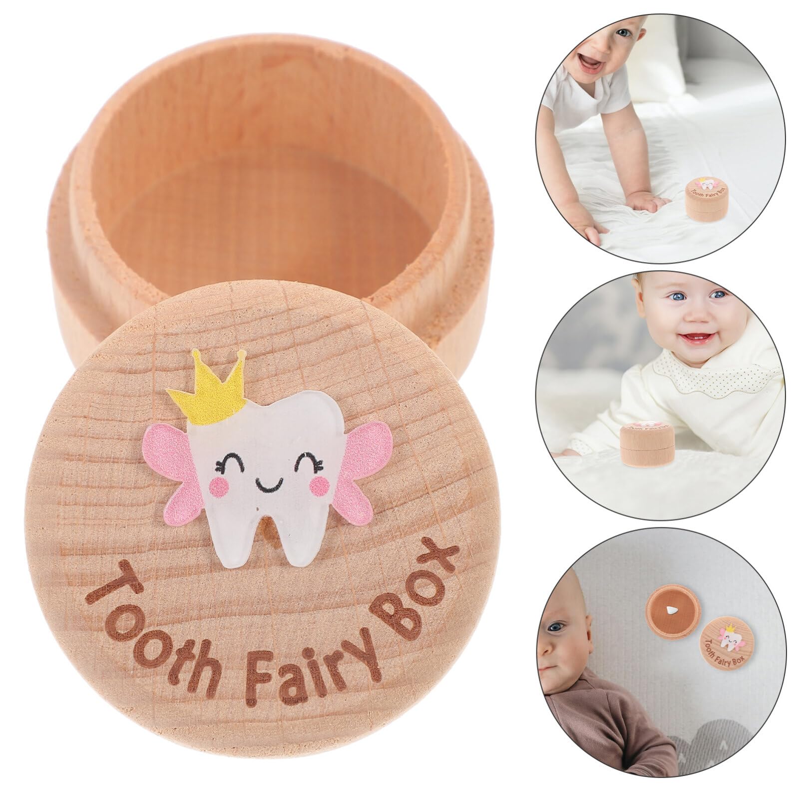 Vaguelly Baby Tooth Holder - Wooden Keepsake Box for Boys & Girls | First Tooth Storage Container & Organizer | Perfect for Baby Teeth Collection & Memory Preservation | Ideal for Nursery, Baby Showers & Gifts