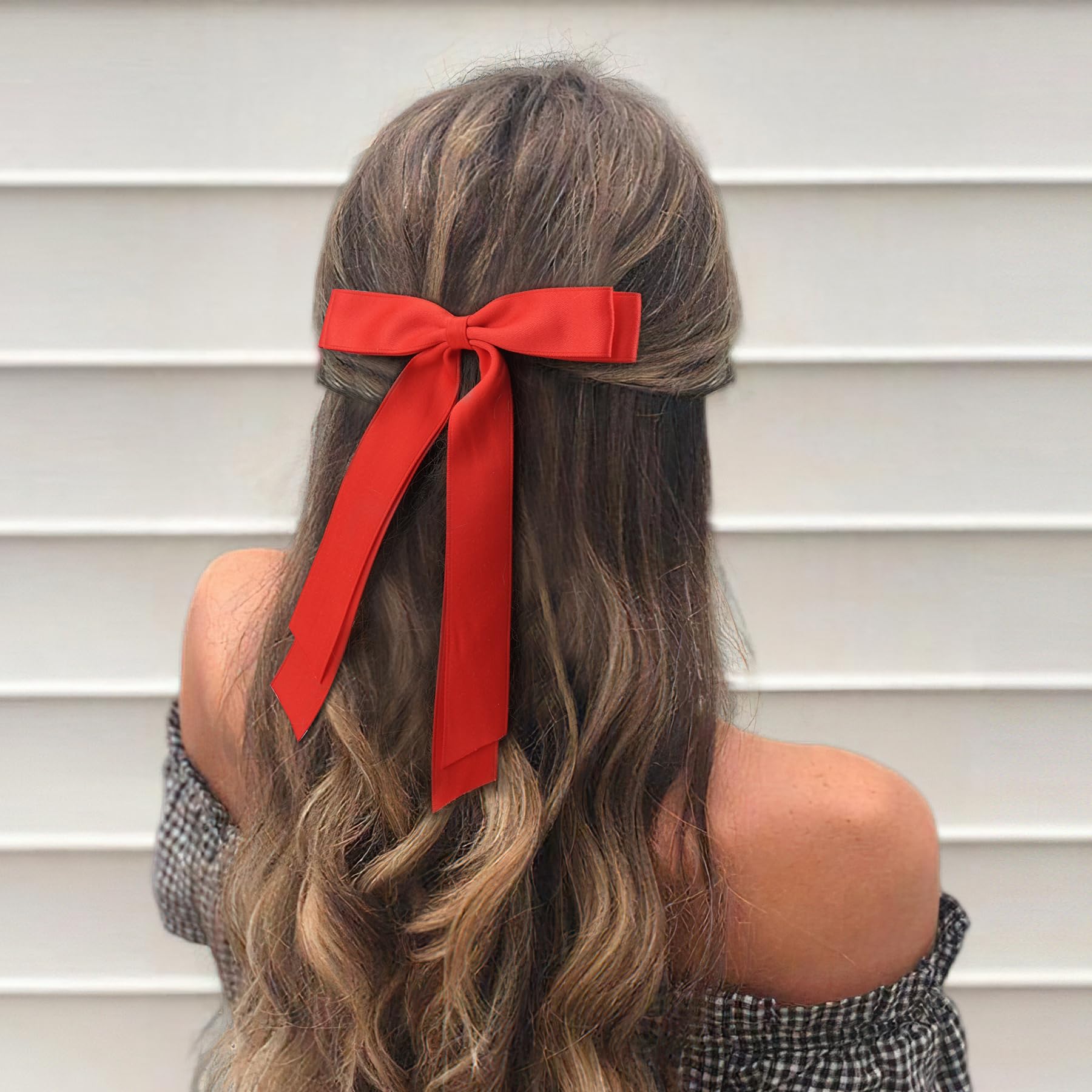 Red Satin Hair Bows for Women & Girls - 2pcs Christmas Hair Clips for Parties & Gifts