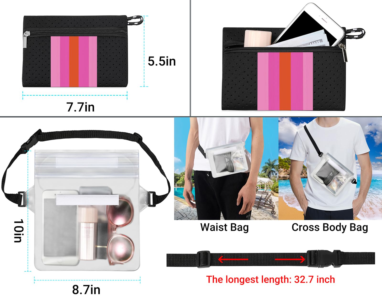 IBFUN Large Neoprene Tote Bag - Waterproof Multipurpose Beach Bag for Women with Inner Pocket | Perfect for Pool, Gym, Travel & Shopping