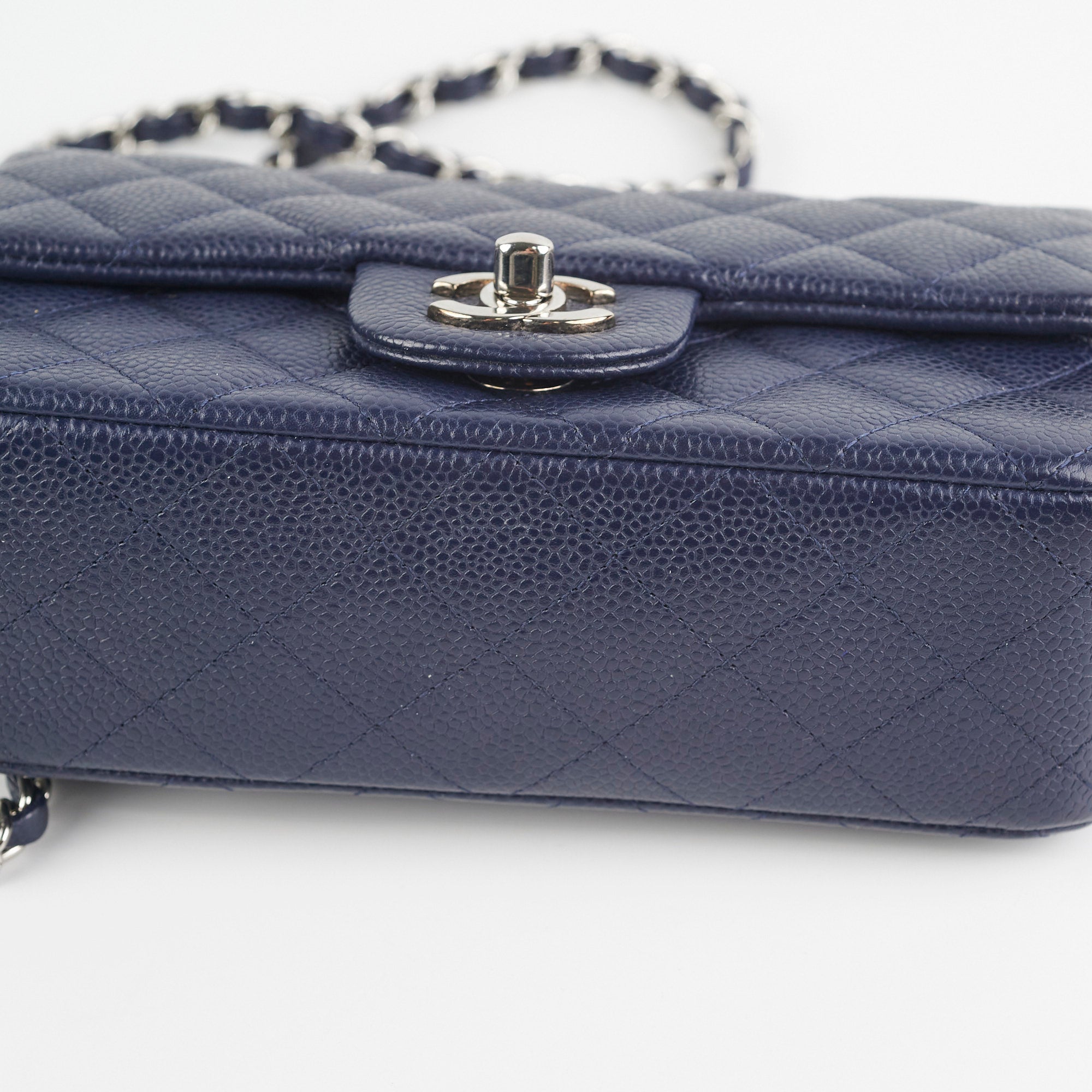 Chanel Mini Rectangular Flap Bag in Navy Blue Caviar Leather - Perfect for Evening Events & Luxury Fashion Accessories