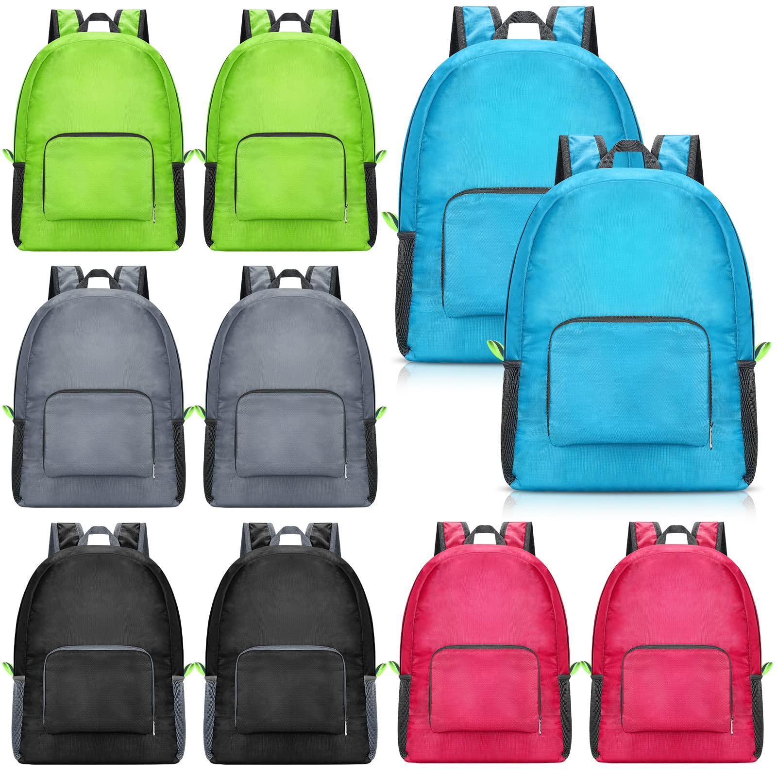 Jexine 10 Pack 16.5 Inch Lightweight Backpacks for Adults - Bulk Multicolor Basic Travel Backpacks, School Book Bags & Outdoor Hiking Daypacks