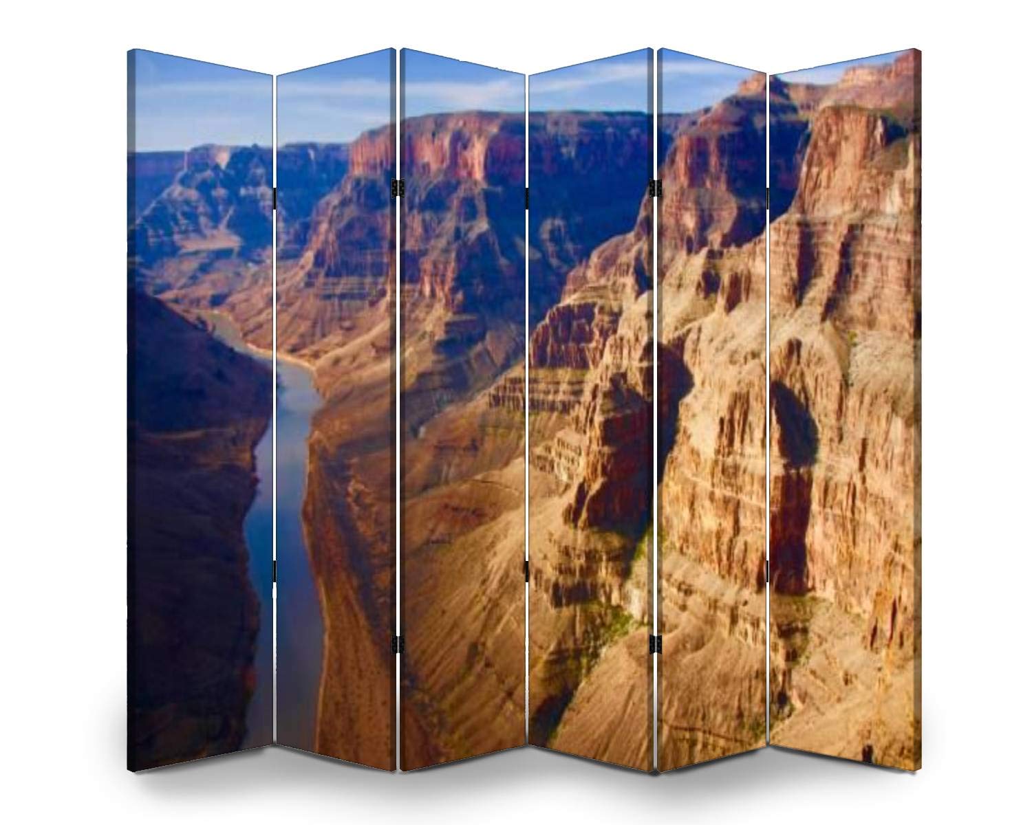 APED DECOR 6-Panel Wooden Room Divider - Folding Privacy Screen with Dual-Sided Canvas Design for Home & Office - Perfect for Room Partition, Indoor Display Shelves, and Decorative Wall Panels | Ideal for Living Rooms, Bedrooms, and Studio Spaces