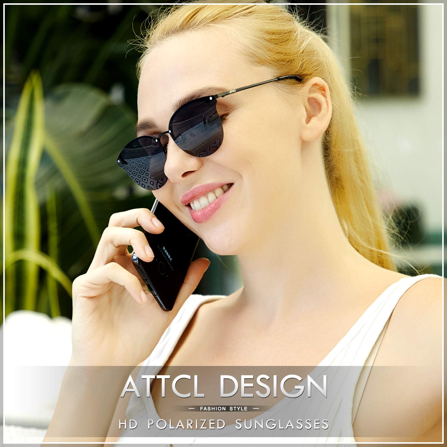 ATTCL Polarized Sunglasses for Women - Metal Frame UV Protection Mirrored Lens - Perfect for Driving, Beach & Outdoor Activities