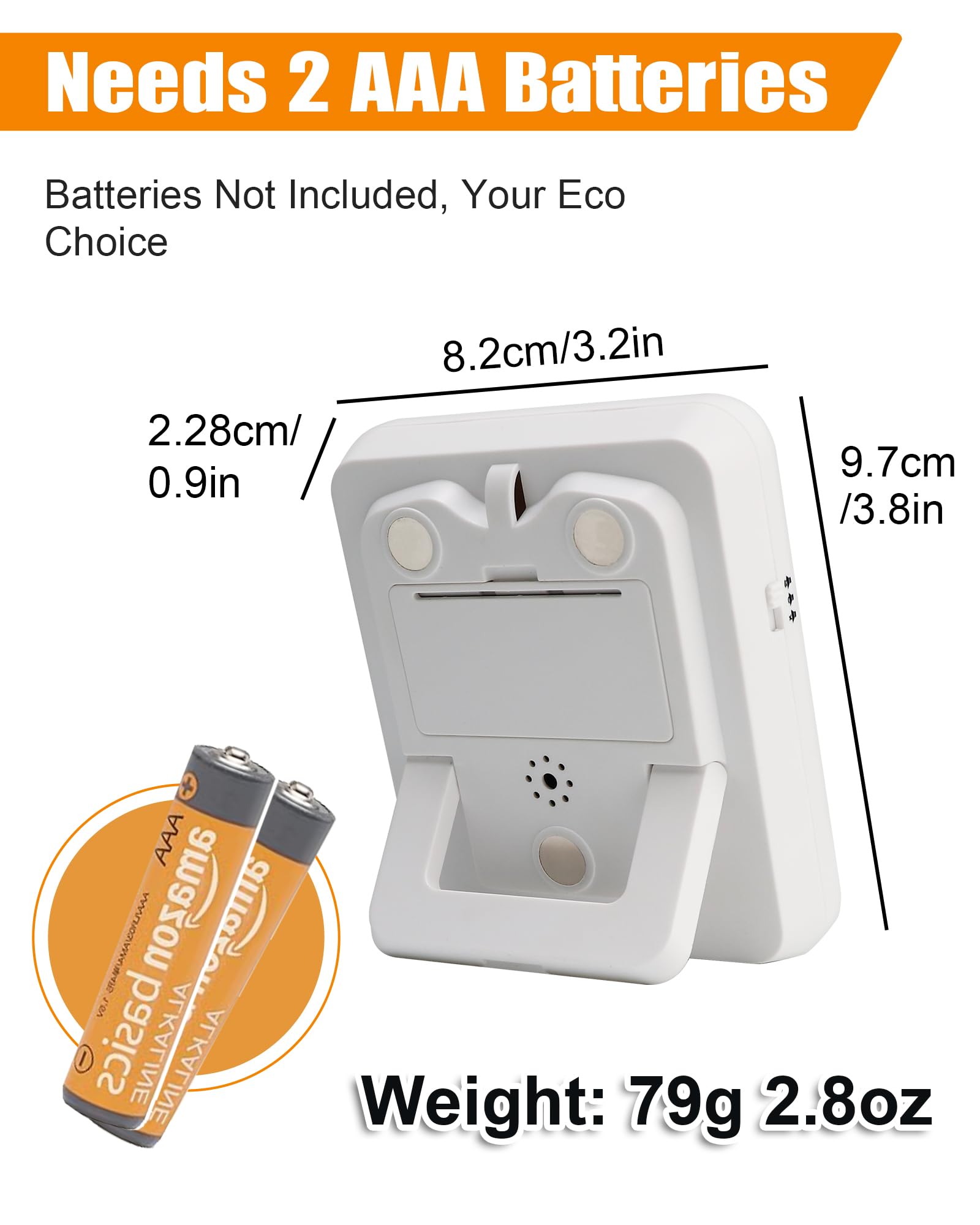 3-Channel Digital Kitchen Timer with Alarm - Large Display, Magnetic Back, Replaceable 3A Battery - Loud Cooking Timer for Baking, Meal Prep & Multitasking (Modern White Design)