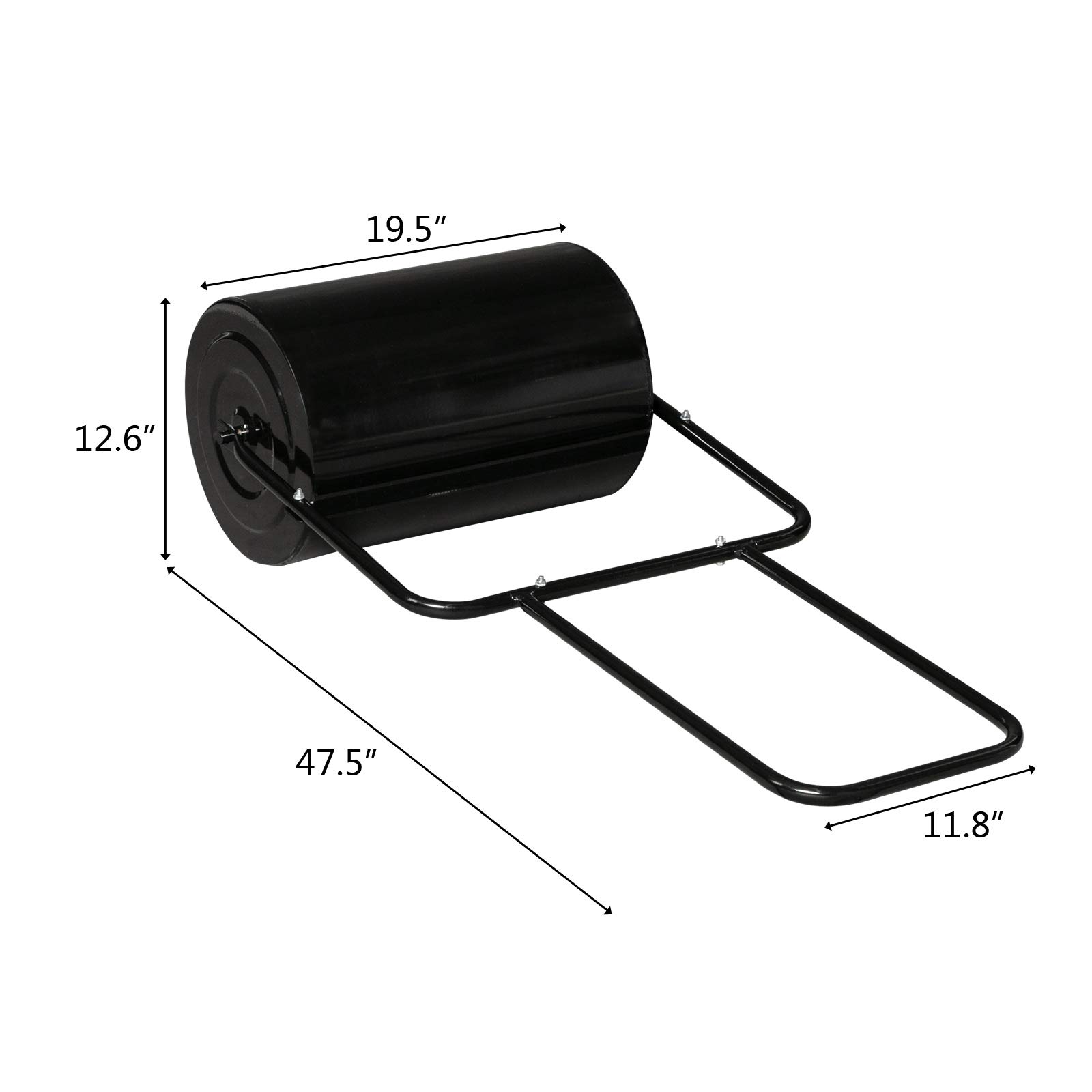 VINGLI 20 Inch Lawn Roller - Heavy Duty Water or Sand Filled Garden Drum Roller for Leveling Grass, Soil & Yard - Push/Tow Behind for Lawn Care, Landscaping & Backyard Maintenance (Black) | Perfect for Seeding, Sod Installation & Ground Preparation