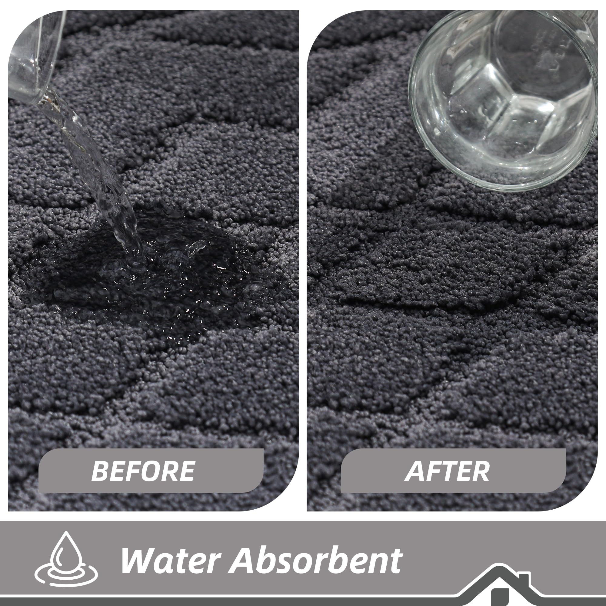 BEQHAUSE Non-Slip Washable Kitchen Rugs Set of 2 - Absorbent Soft Floor Mats for Kitchen, Sink, Hallway & Laundry (20”x30” + 20”x48”, Dark Grey) - Perfect for High-Traffic Areas & Spill Protection