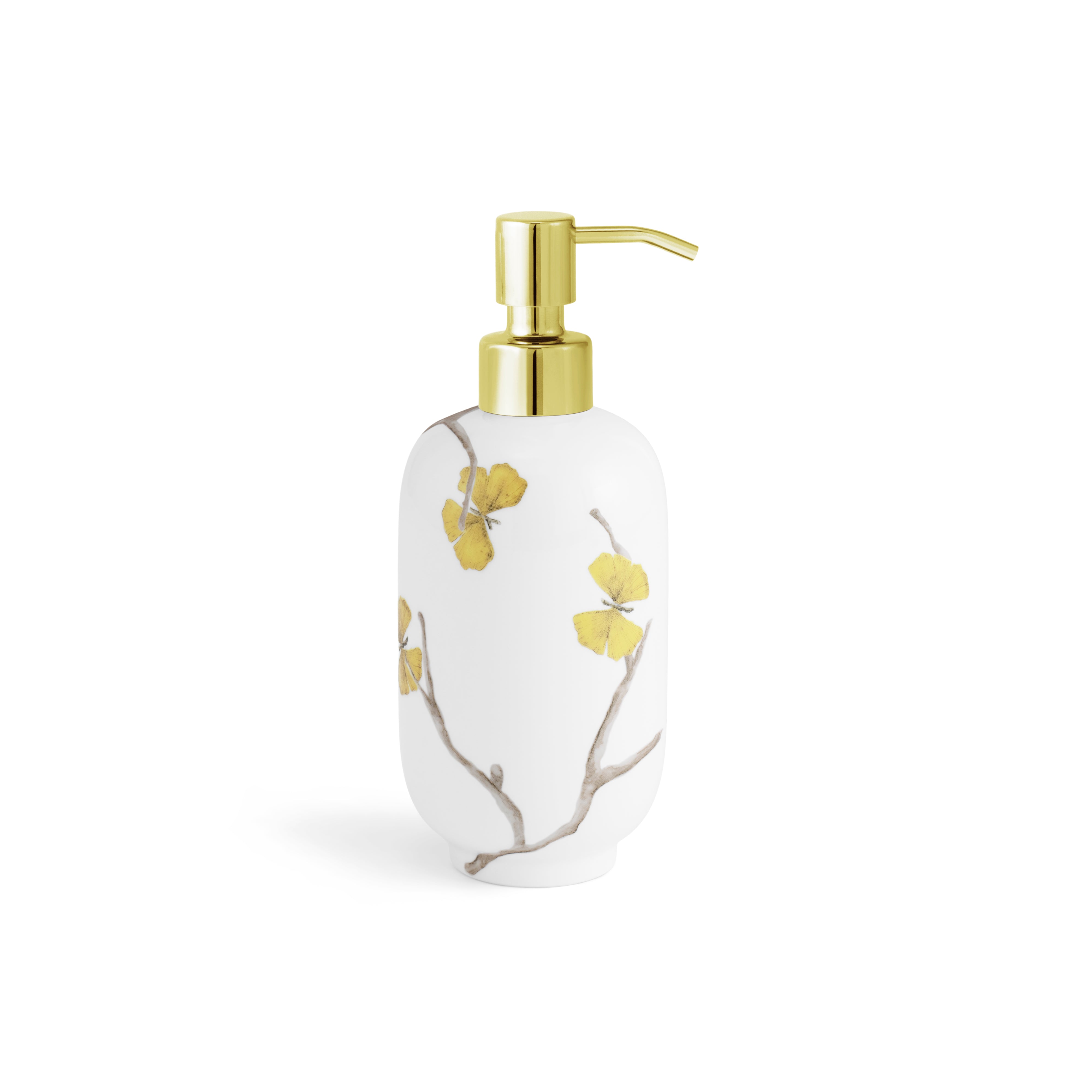 Butterfly Ginkgo Porcelain Bathroom Set - Elegant Soap Dish, Toothbrush Holder & Tumbler for Spa-Like Luxury at Home