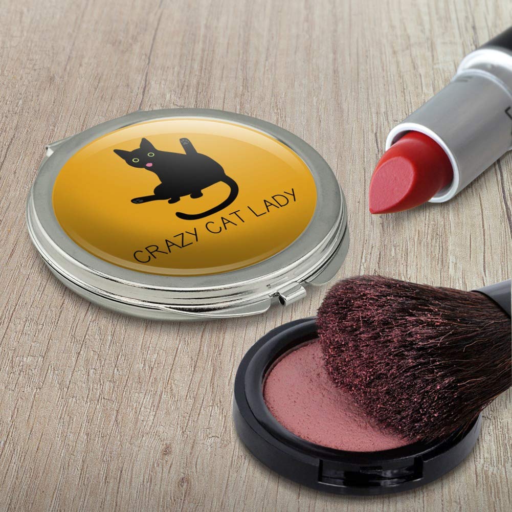 Custom Black Cat Licking Design Compact Travel Purse & Makeup Mirror - Personalized Handbag for Women, Gifts for Cat Lovers - Perfect for Travel, Cosmetics Storage & Everyday Use