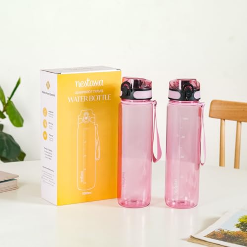 1L Set of 2 Pink Transparent Bottle