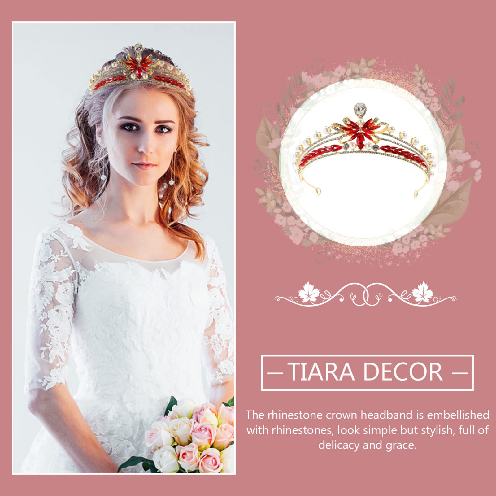Sparkly Rhinestone Bridal Crown Headband – Elegant Wedding Tiara with Pearl & Crystal Alloy for Brides, Cosplay & Queen Costume | Perfect for Weddings, Prom, Pageants & Special Occasions