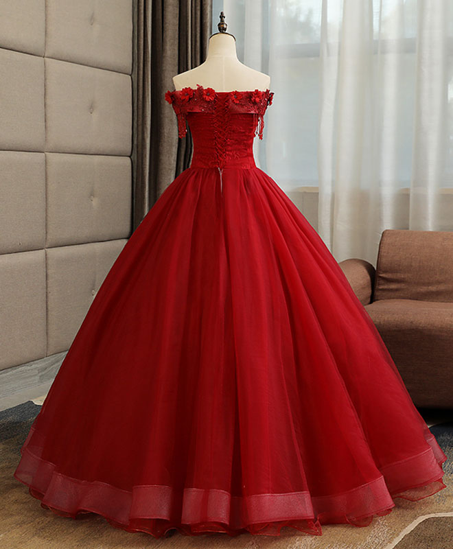 Elegant Burgundy Tulle Lace Long Prom Gown - Formal Evening Dress for Homecoming, Wedding & Special Occasions