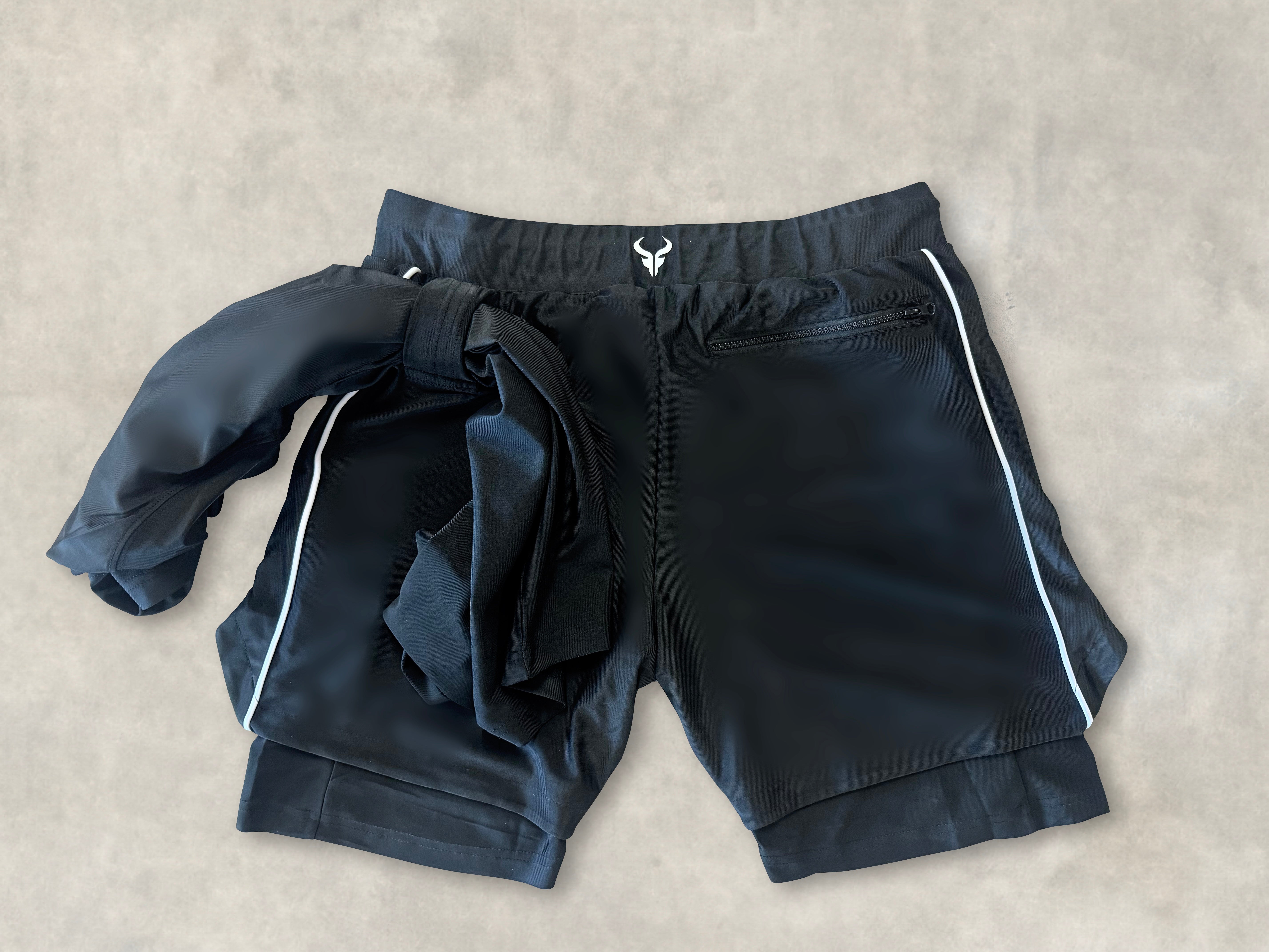 Cerus Black Flex 2-in-1 Running Shorts with Built-in Liner - Men's Athletic Workout & Gym Shorts for Running, Training, and Outdoor Activities