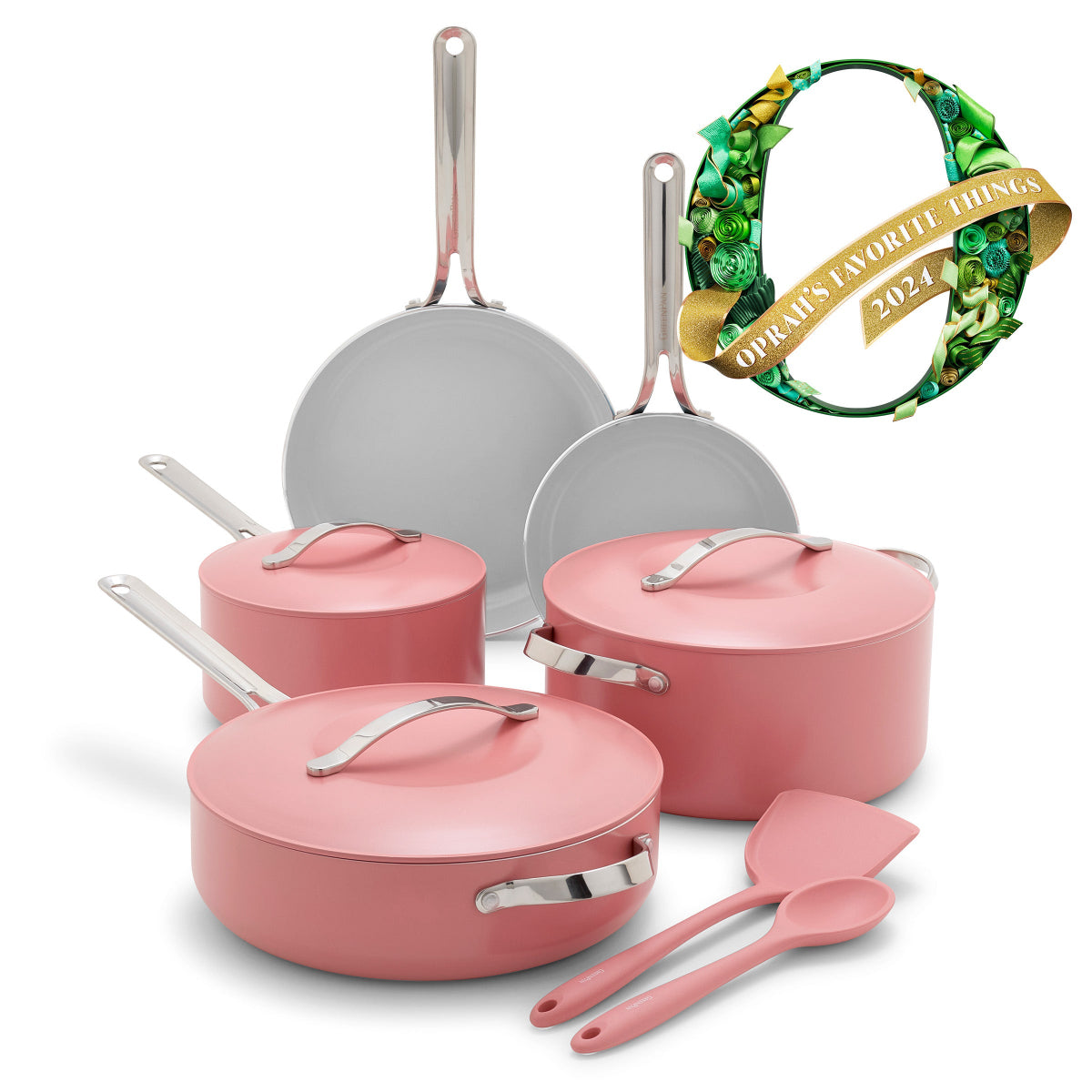 Nova Ceramic Nonstick 10-Piece Cookware Set - Coral Red | PFOA-Free Non-Stick Coating, Oven & Dishwasher Safe | Perfect for Frying, Sauteing & Everyday Cooking