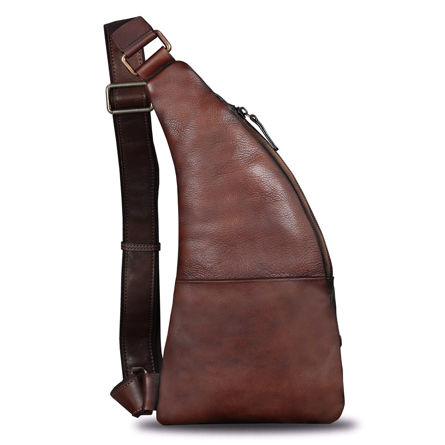 **Genuine Leather Sling Bag for Men - Vintage Handmade Crossbody Daypack - Hiking Backpack - Retro Shoulder Bag (Brown) - Perfect for Travel, Hiking & Daily Use**