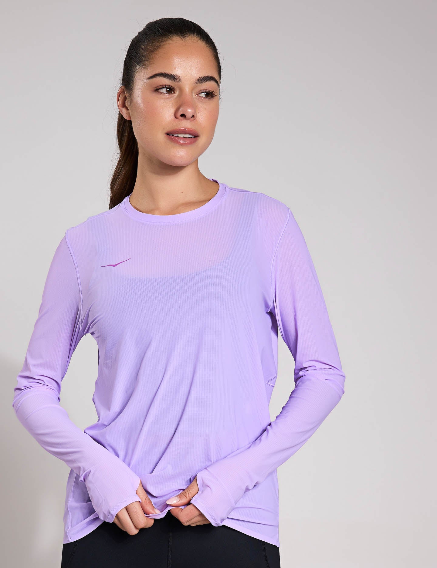 AIROLITE Run Long Sleeve Shirt - Women's Athletic Aster Flower Print Top for Running, Yoga & Outdoor Activities