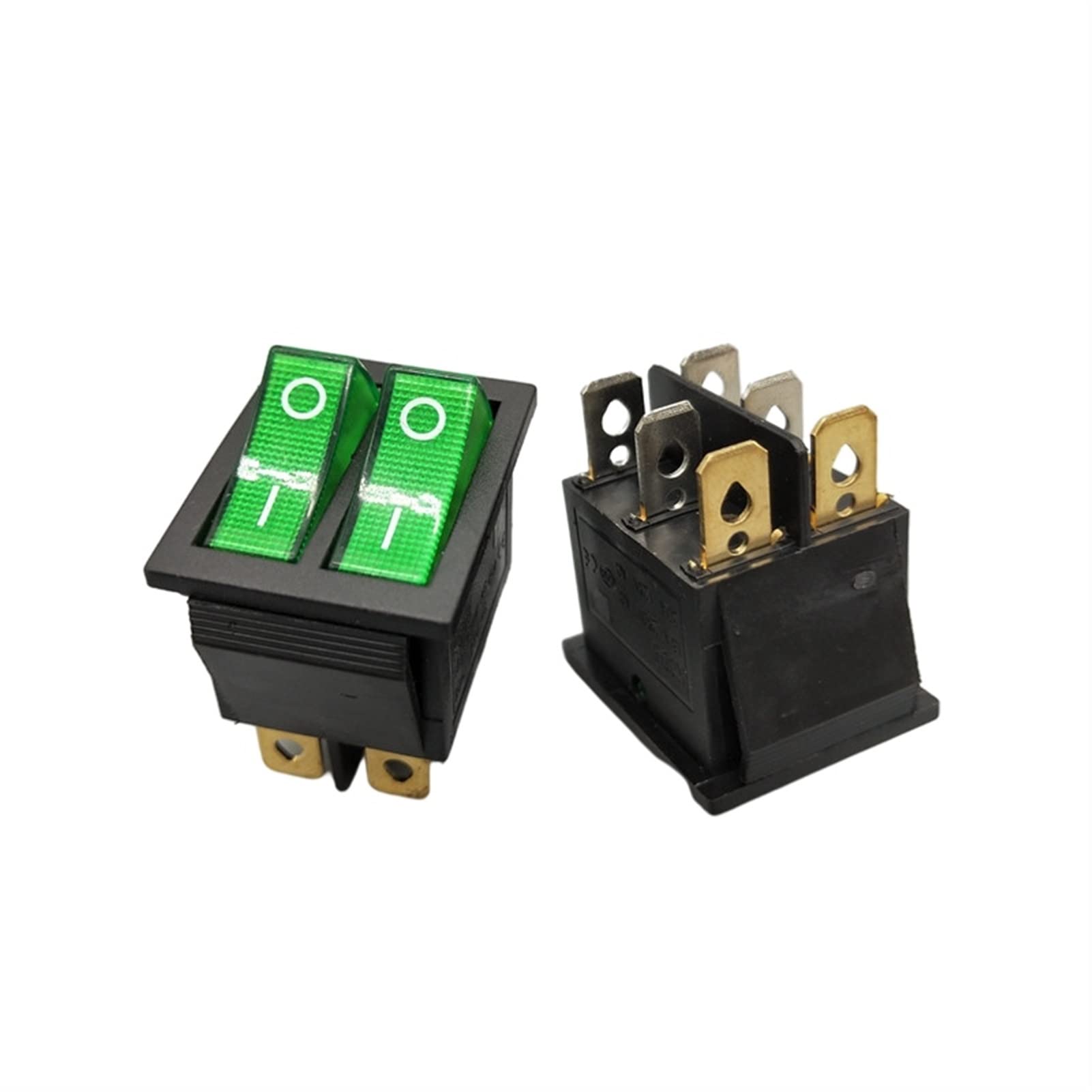KCD8 6-Pin Rocker Switch 16A 250V / 20A 125V Double Light Waterproof ON-Off Power Switch for Boats, RVs, Marine & Industrial Equipment - KCD6 Series (Color: RG-2D6P)