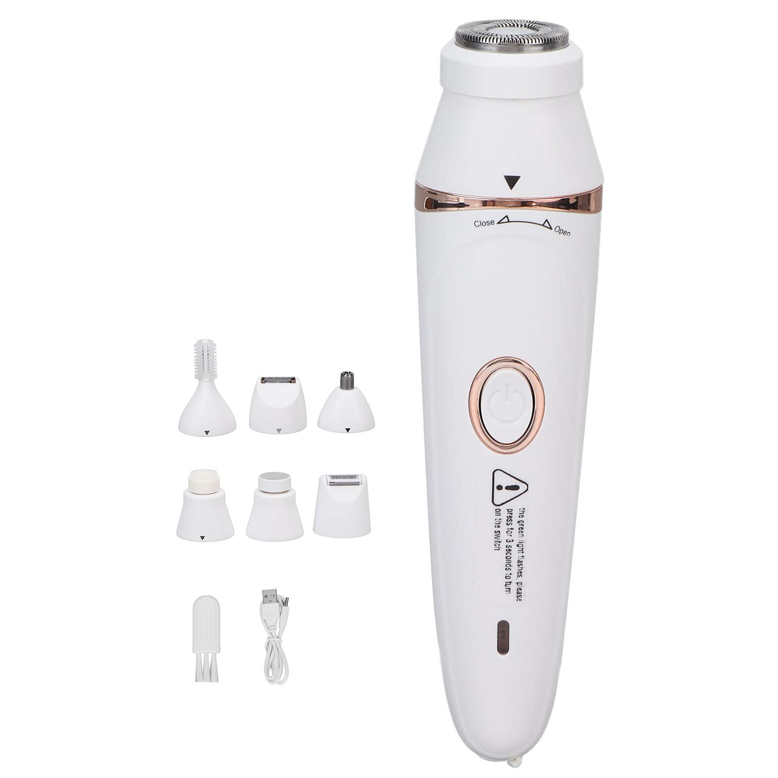 7-in-1 Electric Shaver & Hair Trimmer for Women - Bikini Trimmer, Facial Hair Remover, Nose & Ear Trimmer, Pubic Hair Shaver - Rechargeable Ladies Grooming Kit for Smooth Skin at Home & Travel