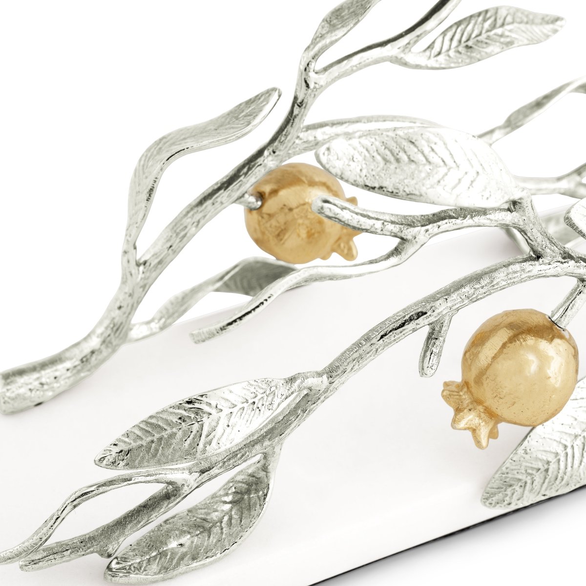 Elegant Pomegranate Silver & Gold Vertical Napkin Holder - Perfect for Wedding, Party, and Holiday Table Decor
