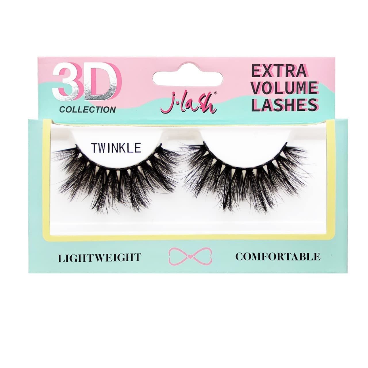 J-Lash 3D Collection Extra Volume False Eyelashes - Twinkle Style for Dramatic Eye Makeup | Perfect for Parties, Weddings & Special Occasions