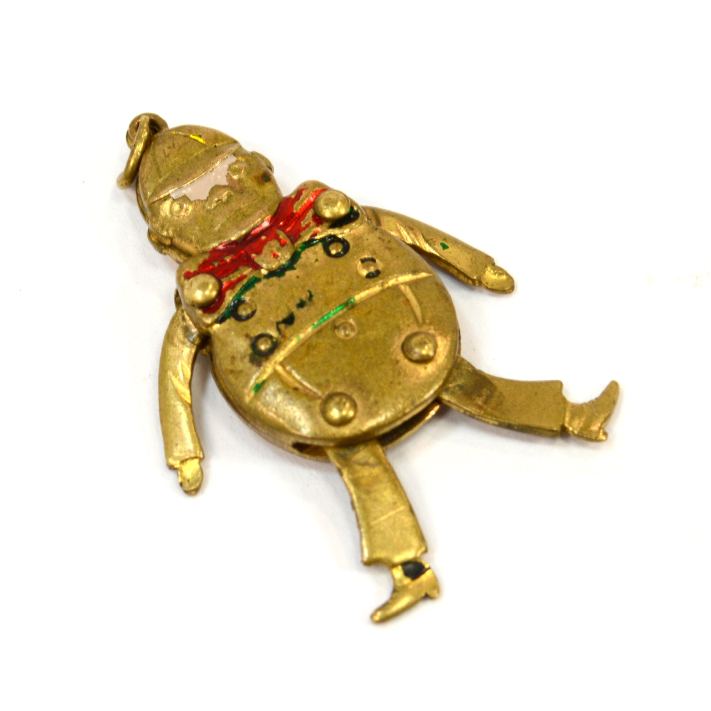 Antique Fairytale Humpty Dumpty Charm Bracelet with Articulated Limbs in Gold Gilt - Perfect for Jewelry Making, DIY Crafts, and Vintage Style Accessories