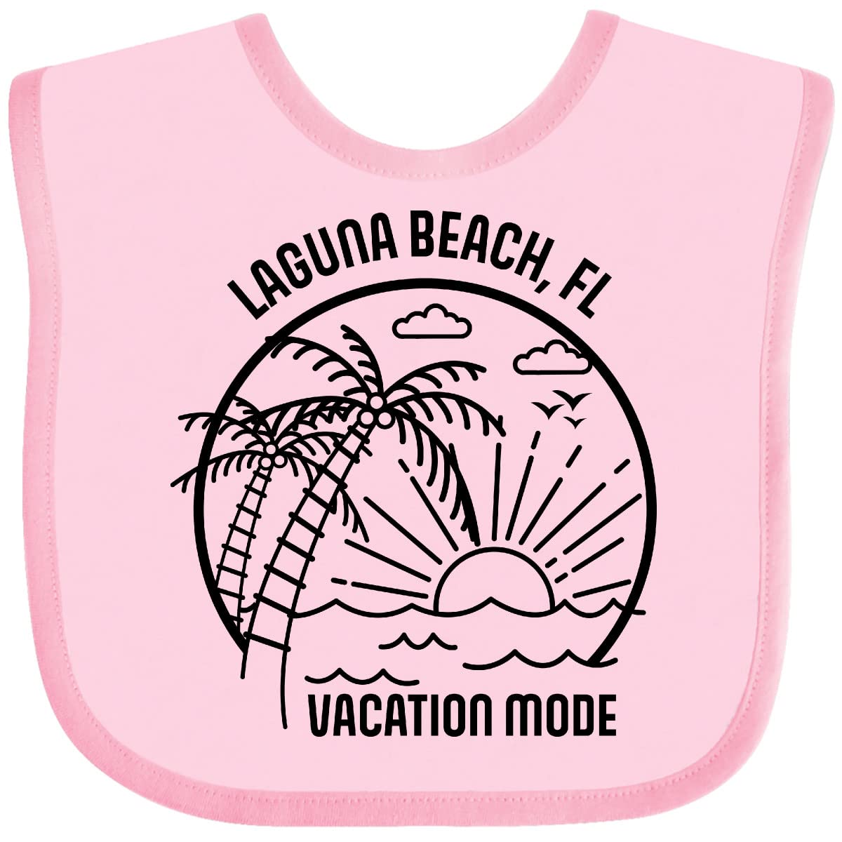 Inktastic Summer Vacation Mode Laguna Beach Florida Baby Bib - Soft Cotton Drool Bib for Infants & Toddlers - Perfect for Beach Trips, Travel, and Everyday Use