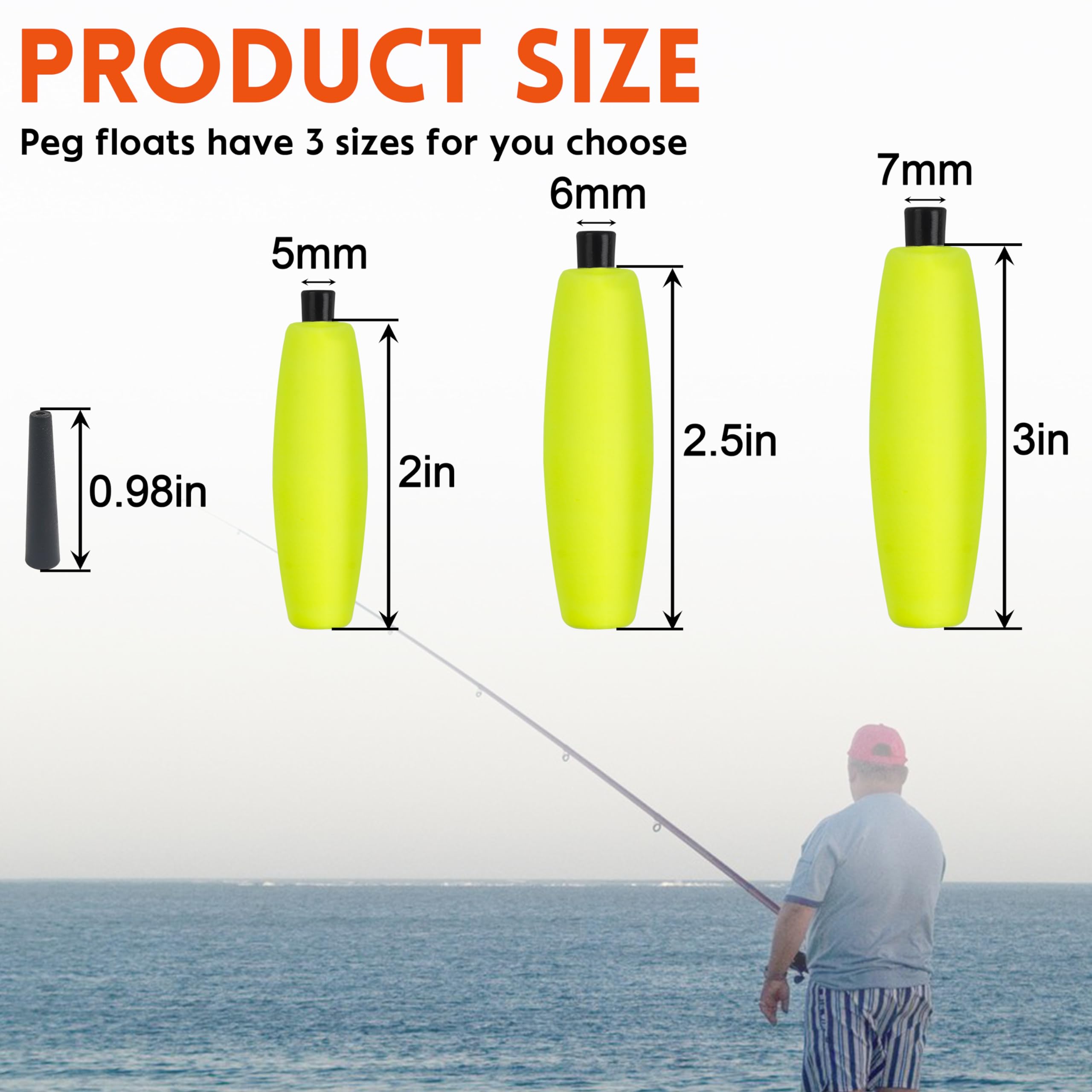 AGOOL Peg Floats Fishing Bobbers - Foam Cigar Slip Bobbers for Catfish Rig, Santee Rig - Freshwater & Saltwater Fishing Floats with Pipe Plug - Perfect for Bass, Trout, and Crappie Fishing in Lakes and Rivers