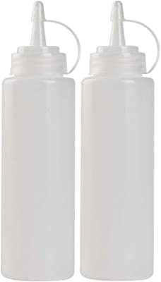 WHAAKART Plastic Squeeze Bottles - 2 Pack, 400ml/8.8 fl.oz Transparent Condiment Dispenser for Sauces, Marinades, Mustard, Ketchup & Oil - Perfect for Kitchen, BBQ, Restaurants & Food Service