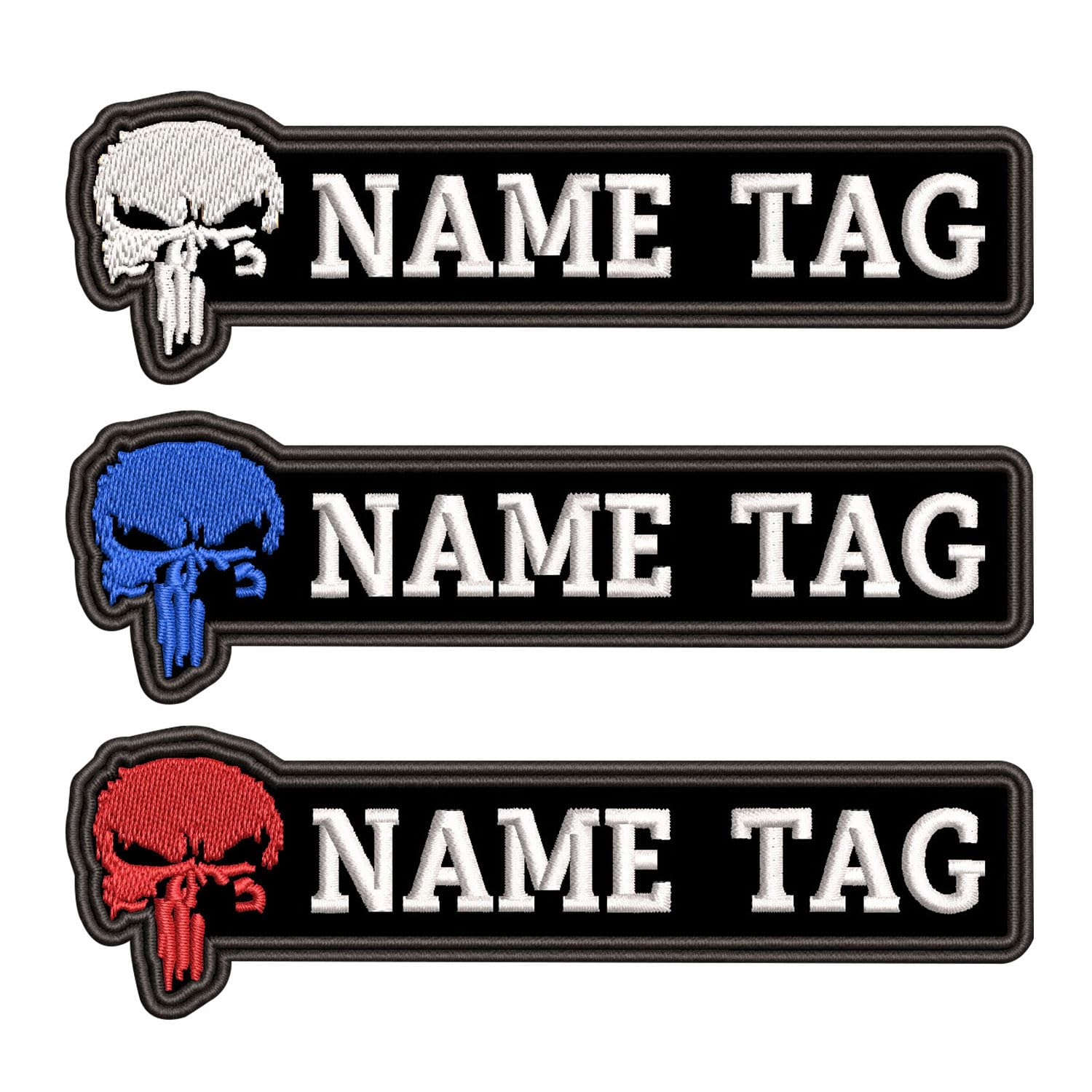 Custom Embroidered Name Patches & Skull Patches - 2pcs Hook and Loop Military Morale Patches for Tactical Gear, Caps, Backpacks, Vests | Personalized Military Style for Outdoor, Cosplay & Uniform Use