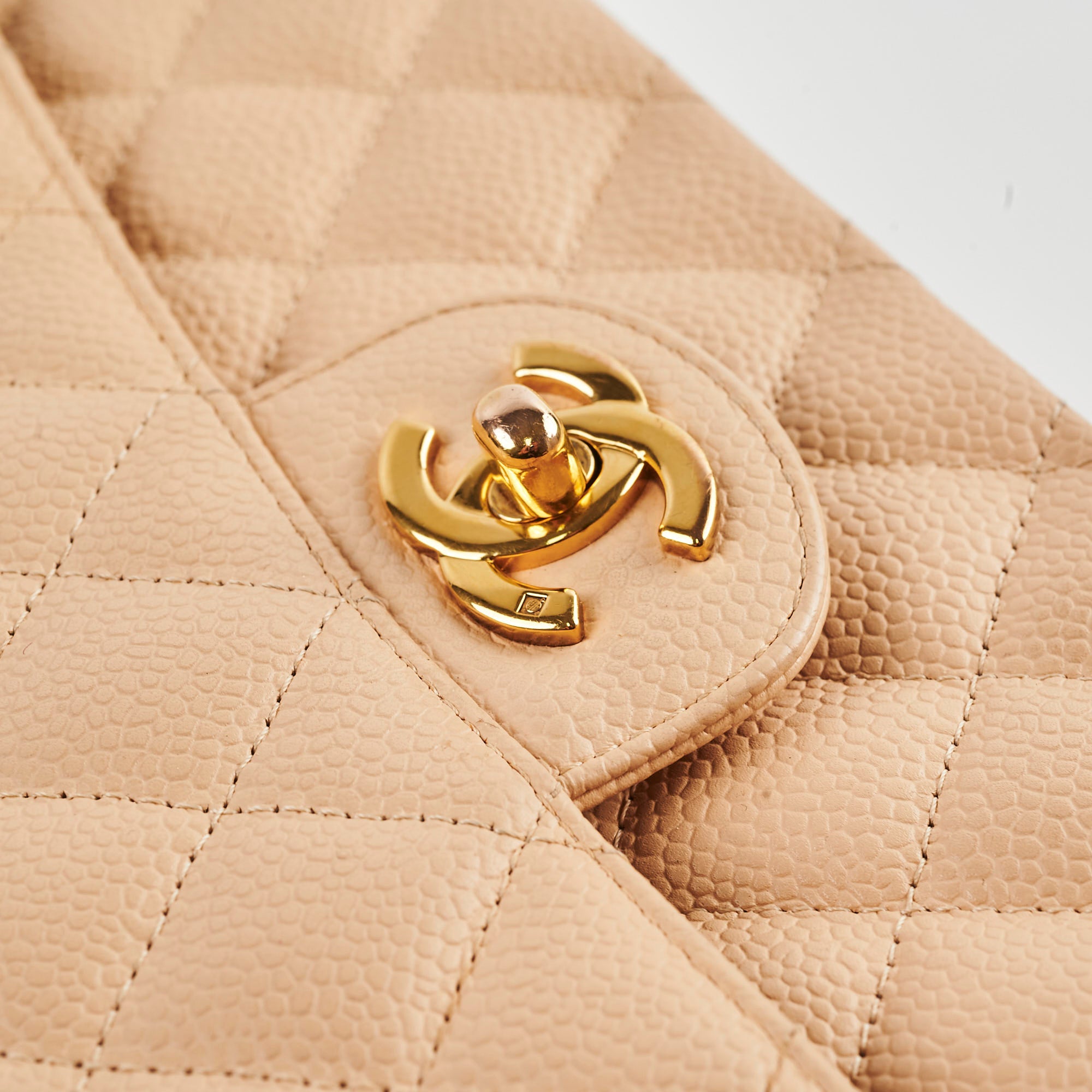 Chanel Classic Flap Bag Caviar Leather M/L Beige Claire - Luxury Designer Handbag for Women, Perfect for Work, Evening & Special Occasions
