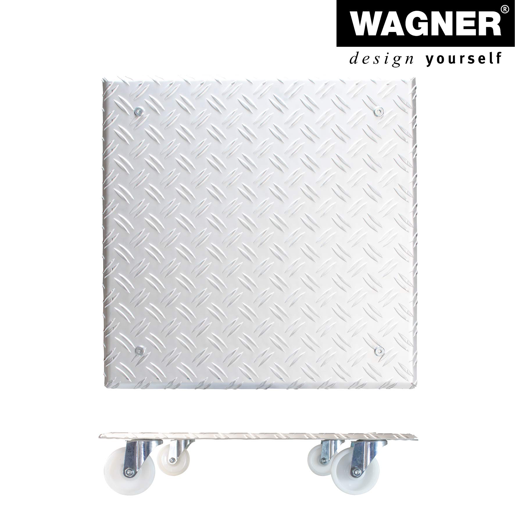 Wagner Plant Caddy Alaska - 17.72 x 17.72 x 3.74 Inch Heavy Duty Aluminum Plant Stand - 330 lbs Capacity Indoor/Outdoor Flower Pot Holder - Silver Made in Germany (Model 64-1390) - Perfect for Patio, Garden, Balcony & Home Decor