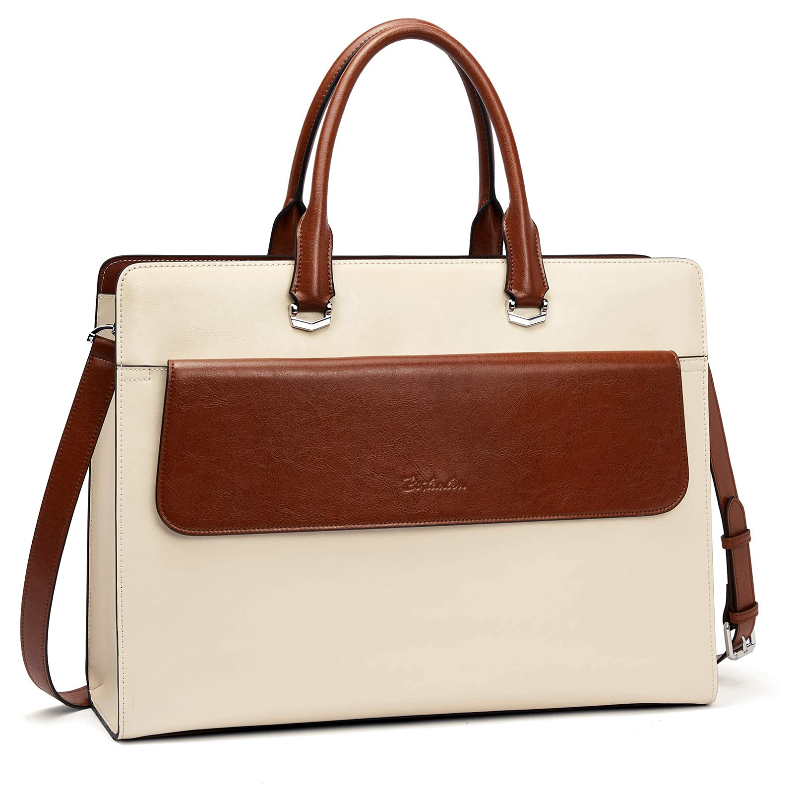 BOSTANTEN Women's 15.6 Inch Leather Laptop Briefcase - Professional Business Messenger Shoulder Bag for Work, Office & Travel | Perfect for Businesswomen, Commuters & Professionals