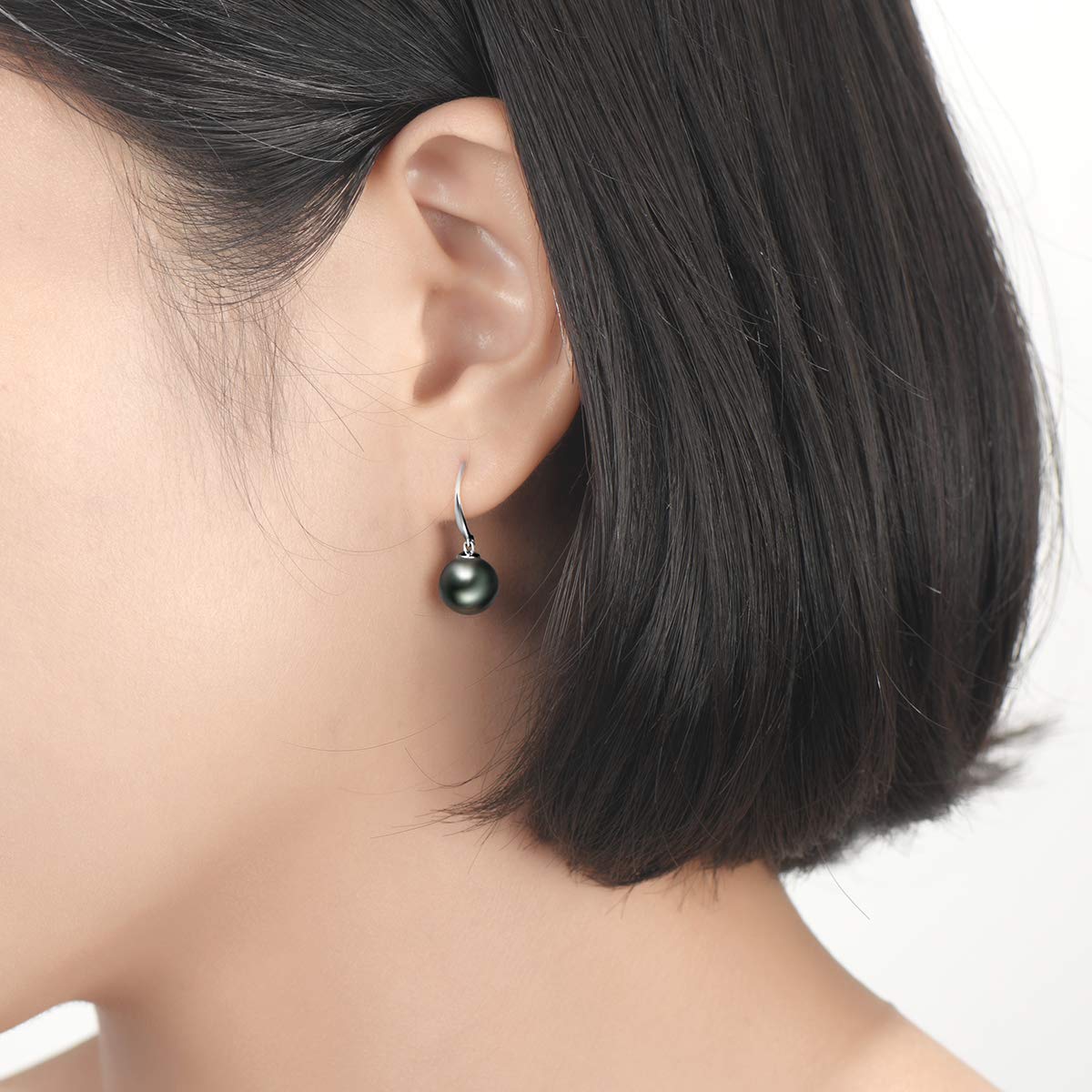 18K Gold Black Pearl Dangle Earrings | 8-9mm Genuine Tahitian Cultured Pearls | Vintage Drop Ear Hook Jewelry for Women | Perfect for Weddings, Parties & Special Occasions
