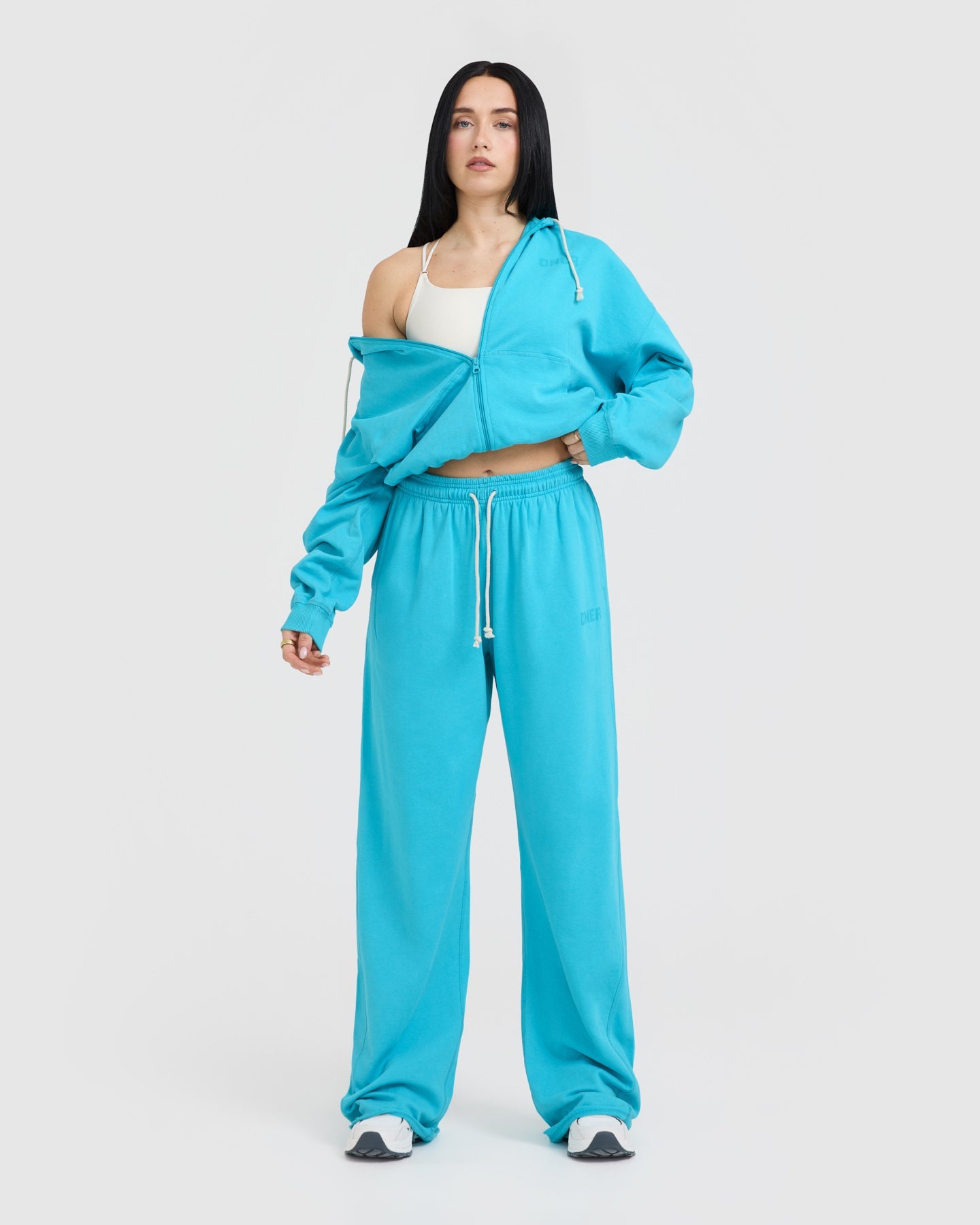 Raw Lounge Wide Leg Joggers for Women - Soft Aqua Blue Yoga Pants with Pockets | Comfortable Loungewear for Home, Yoga, Travel & Casual Wear