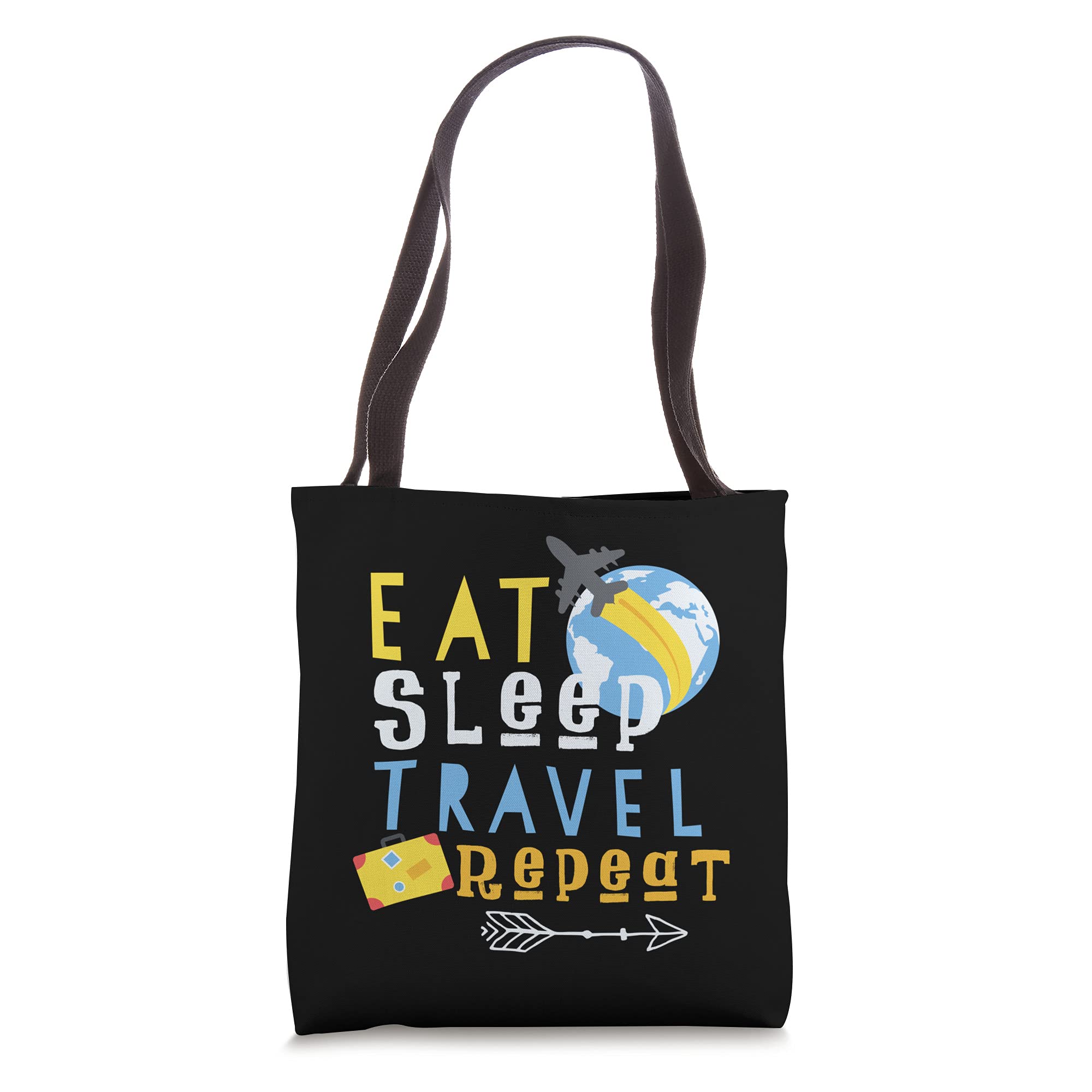 Eat Sleep Travel Repeat Tote Bag - Stylish & Durable Travel Tote for Women - Perfect for Vacations, Beach Trips & Daily Commute