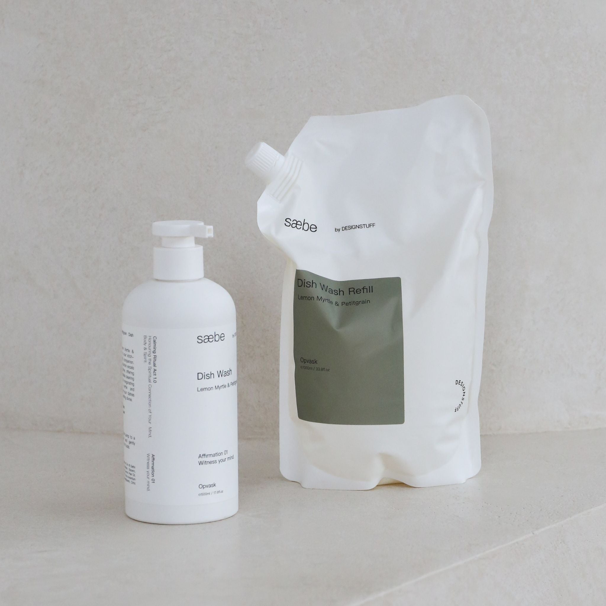 DESIGNSTUFF Saebe Dish Wash Refill - Lemon Myrtle & Petitgrain Scent, 1L Eco-Friendly Liquid Soap | Perfect for Kitchen, Dishwashing & Hand Cleaning