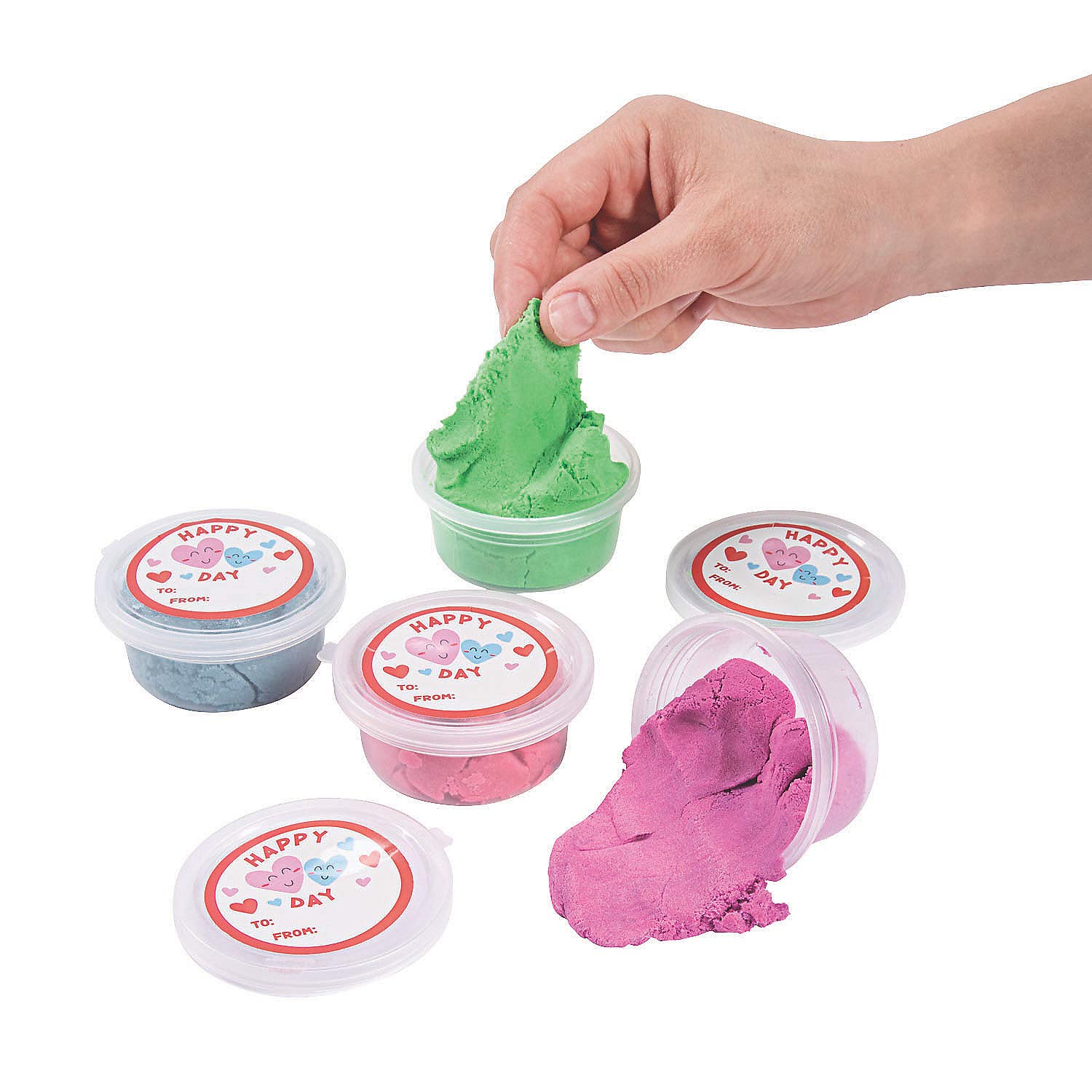 Valentine's Day Sand Slime Kit - 12 Pack Sensory Toys for Kids - Perfect for Stress Relief, Party Favors & DIY Craft Activities