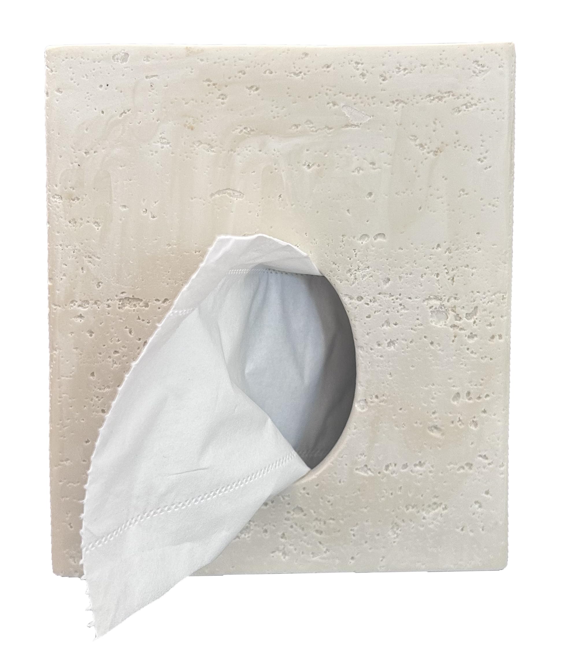 Hymmah Square Tissue Box Cover with Tray - Unique Cube Design Kleenex Box Holder for Vanity, Bedroom & Living Room - Stylish Home Decor for Countertops and Nightstands - Perfect for Bathroom, Office, and Guest Room Organization