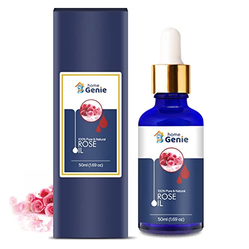 100% Pure & Natural Organic Rose (Rosa) Essential Oil - Undiluted, 50ml for Aromatherapy, Skincare & Relaxation | Home Genie Premium Quality