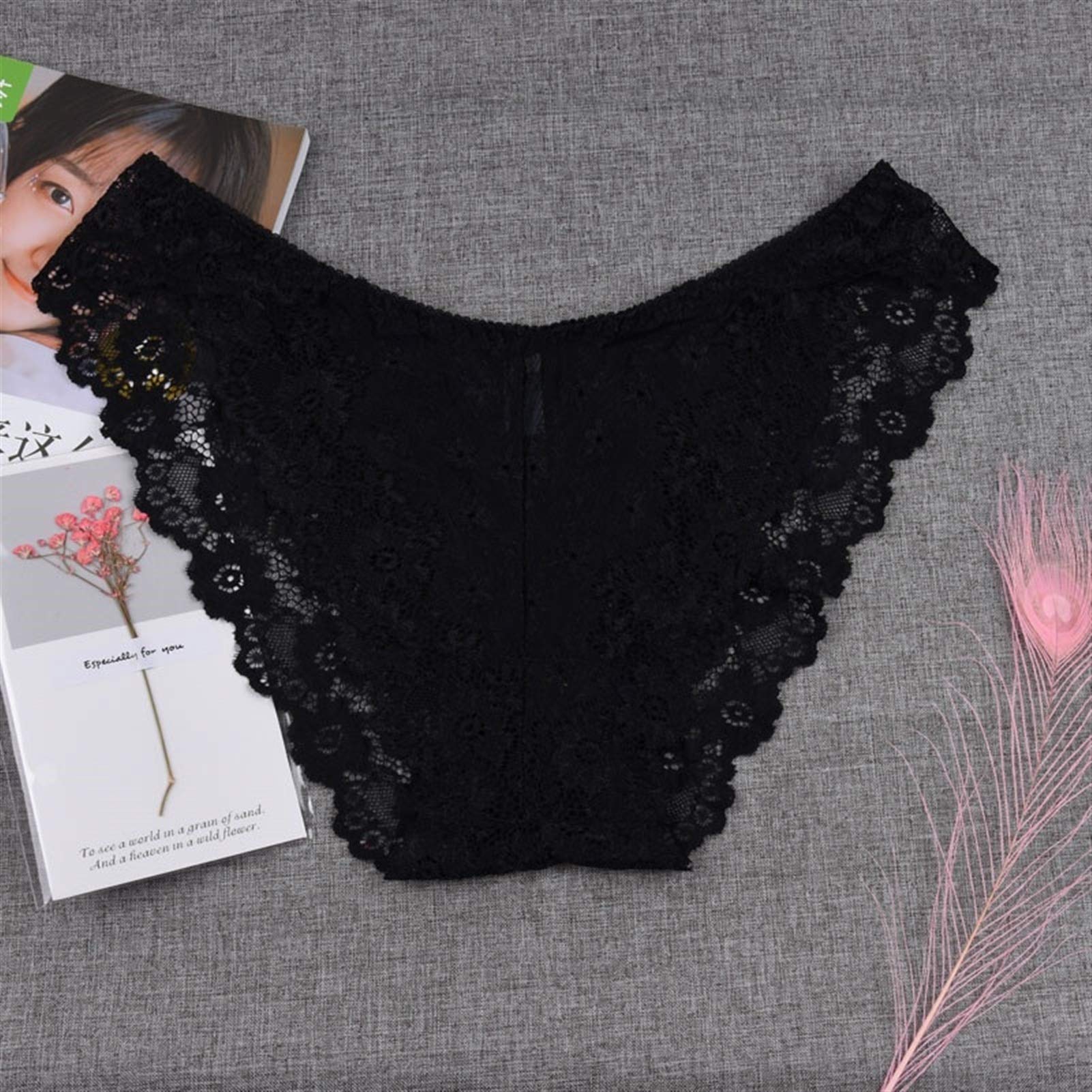 Sexy Women's Hip Lift Lace Panties Floral Briefs - Elegant Low-Rise Lingerie Underwear for Women (Wine Red, Size M) | Perfect for Date Night, Bridal Shower & Special Occasions