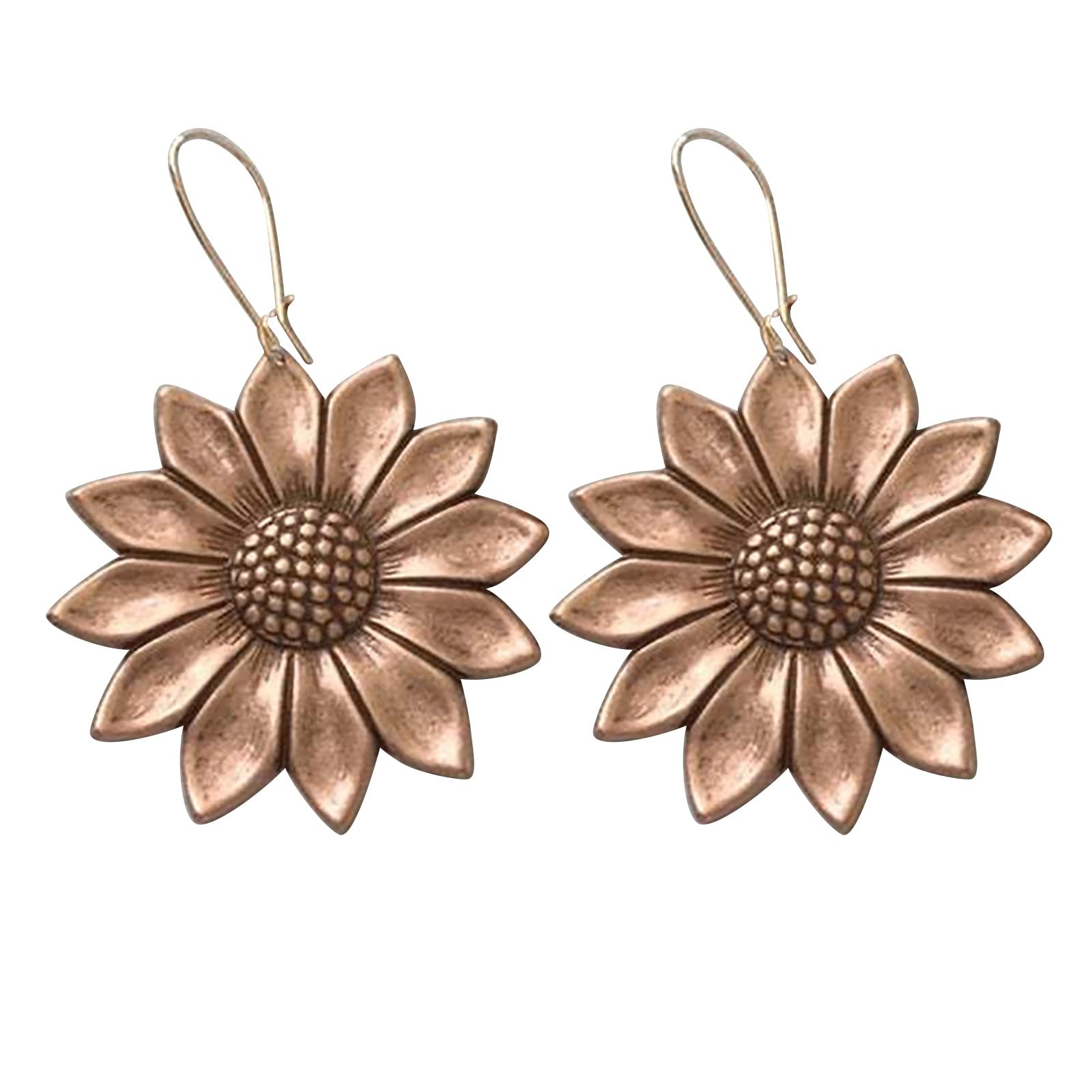 Sunflower Dangle Earrings for Women - Boho Vintage Rose Gold Jewelry | Perfect for Summer Outfits, Weddings & Boho Fashion