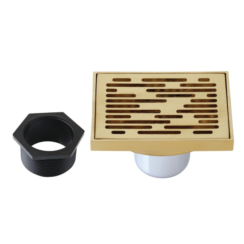 Kingston Brass BSF6310BB Brushed Brass Shower Drain - High-Quality Bathroom Floor Drain for Modern & Luxury Showers | Perfect for Home, Hotel & Spa Renovations