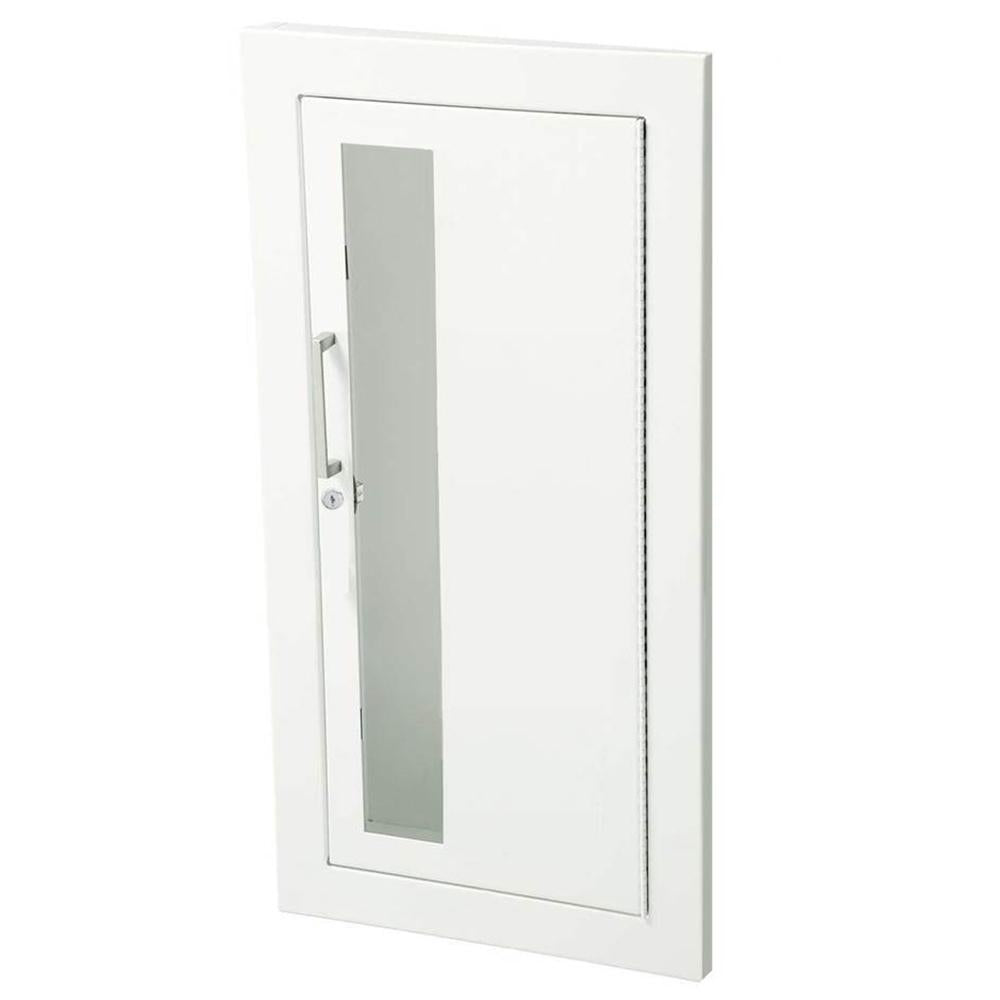 JL Industries 1815W10FX2 Ambassador Fire Extinguisher Cabinet - Vertical Duo Panel with Pull Handle & SAF-T-LOK Fire Rated - Ideal for Commercial Buildings, Warehouses, and Office Safety Compliance