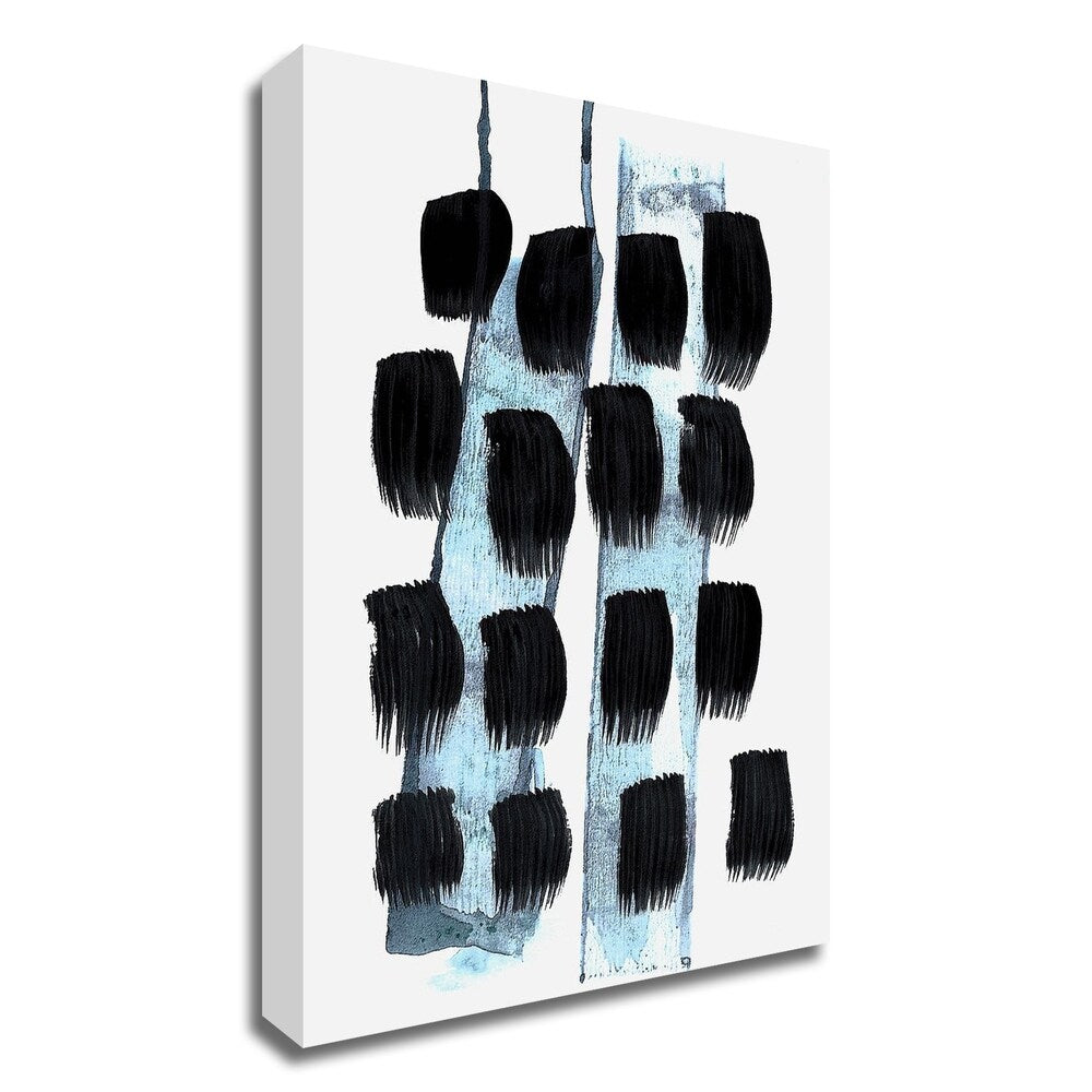 Black White Blue by Iris Lehnhardt - Premium Canvas Wall Art Print - Ready to Hang - Modern Abstract Painting for Living Room, Bedroom & Office Decor