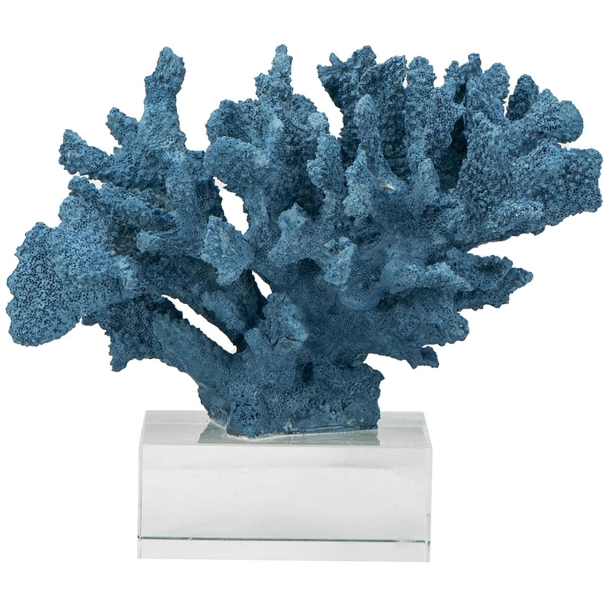 Blue Coral Sculpture with Glass Base - 10