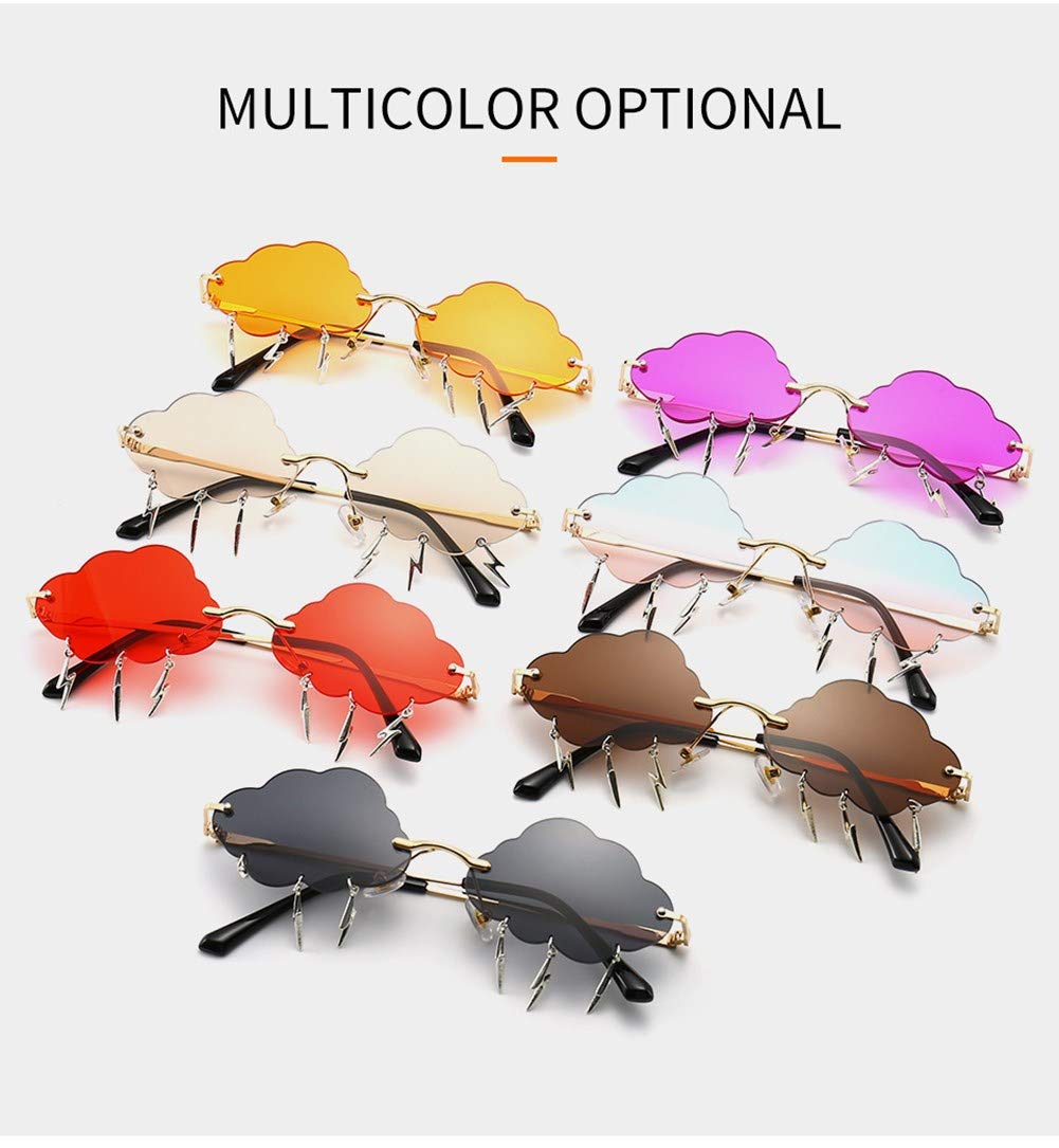 ENTHYI Cloud Lightning Sunglasses for Women & Men - Rimless Wave UV Protection Glasses for Outdoor, Beach, Party & Fashion - Trendy Unisex Sunglasses for Summer & Travel